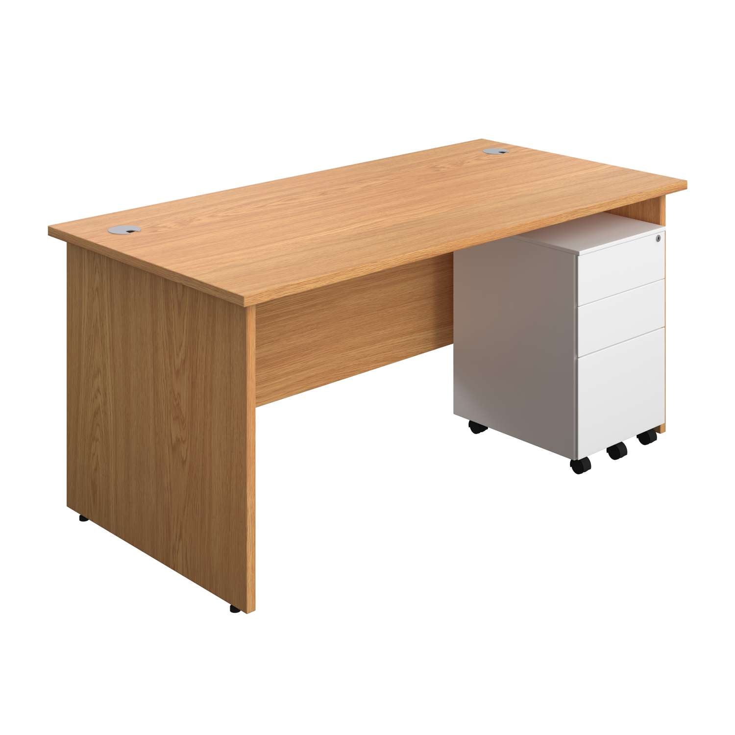 Panel Rectangular Desk + 3 Drawer Steel Pedestal Bundle (FSC)