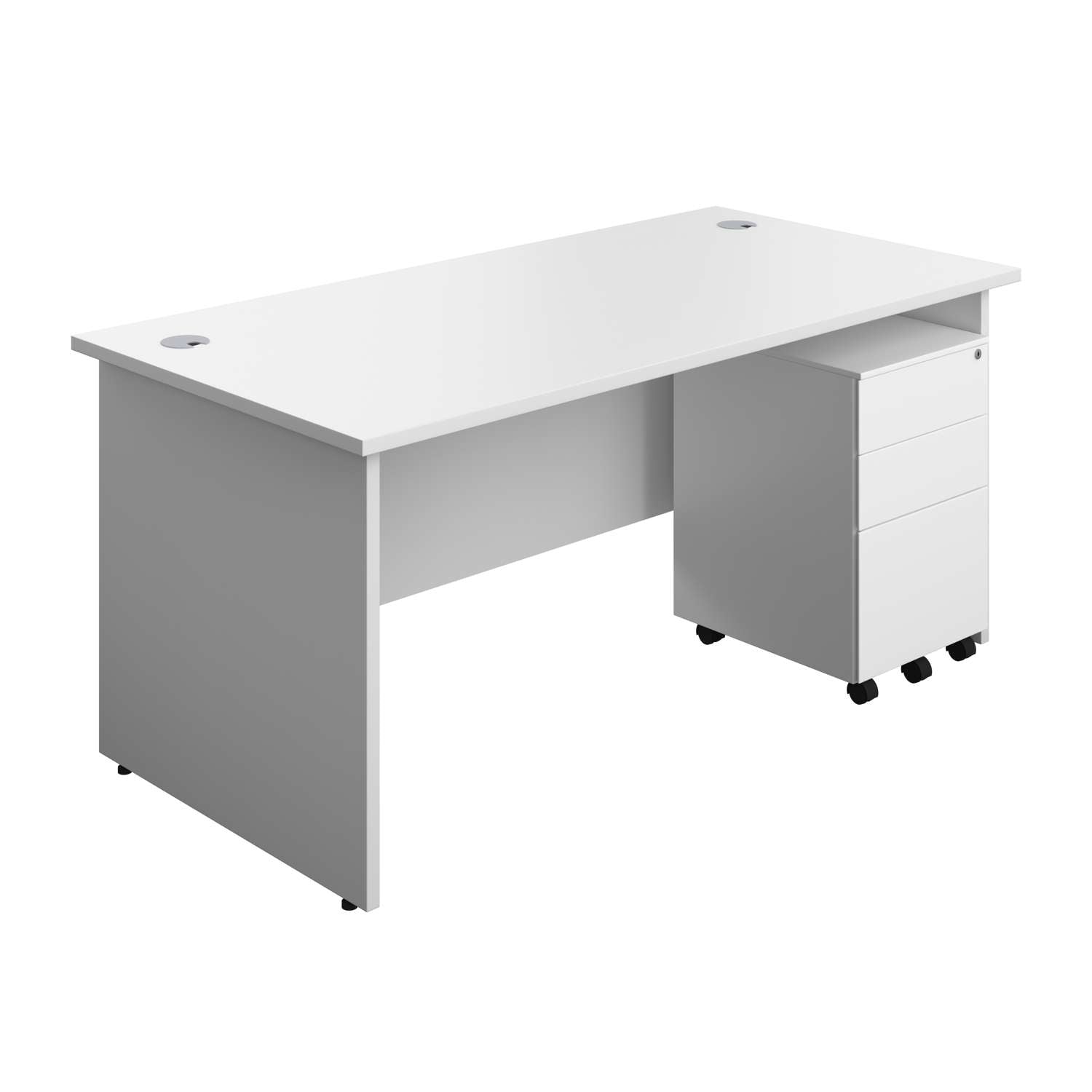 Panel Rectangular Desk + 3 Drawer Steel Pedestal Bundle (FSC)