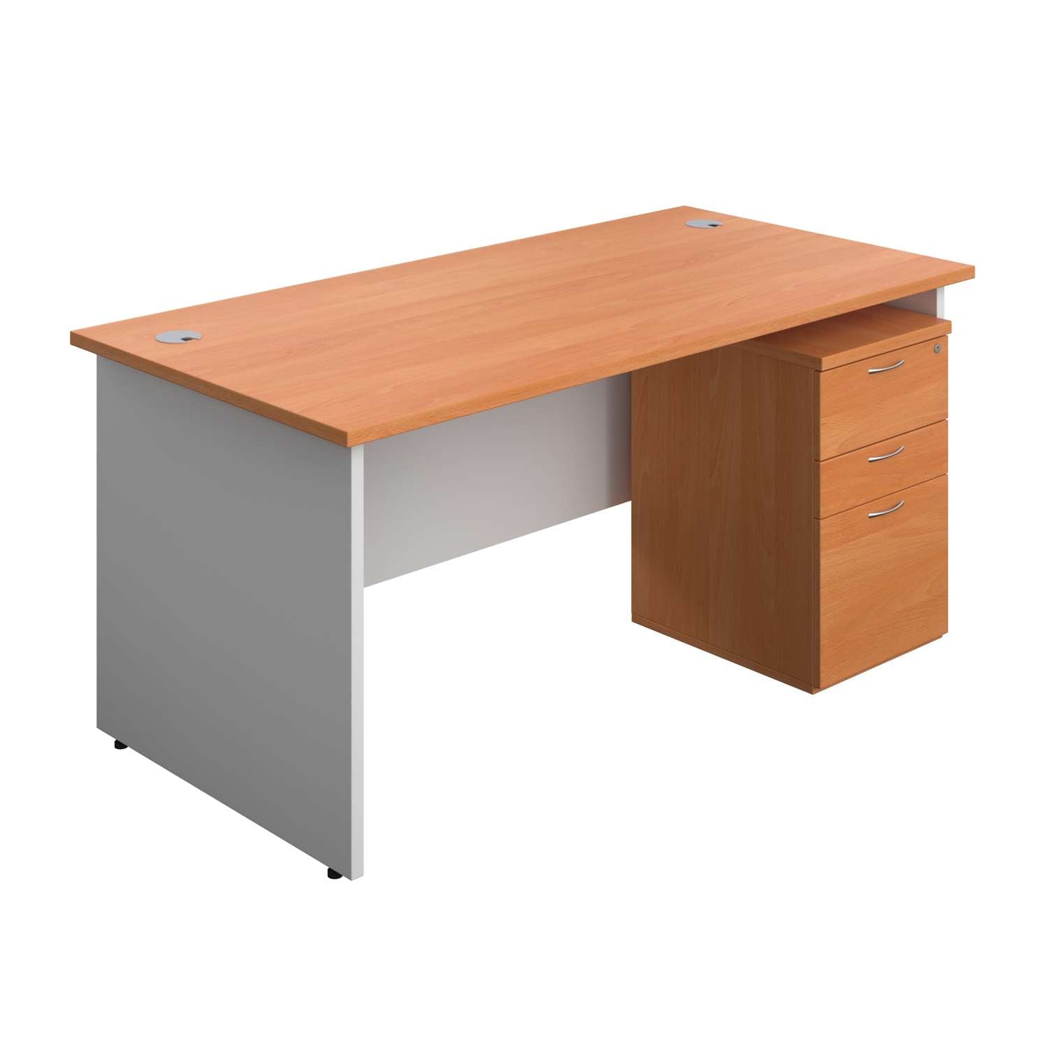 Panel Plus Rectangular Desk + 3 Drawer Under Desk Pedestal Bundle (FSC)