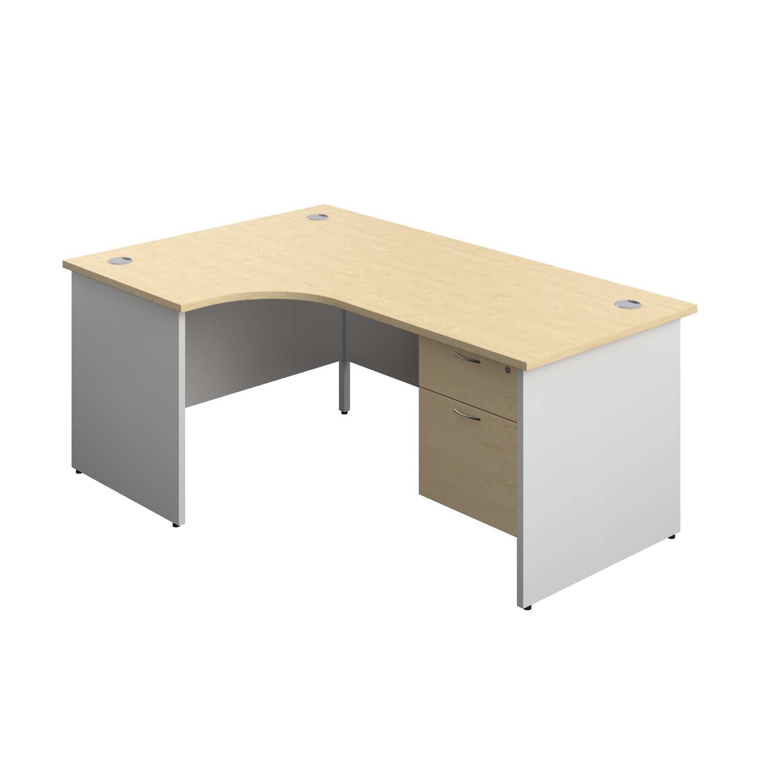 Panel Plus Left Radial Desk + 2 Drawer Fixed Pedestal Bundle (FSC)