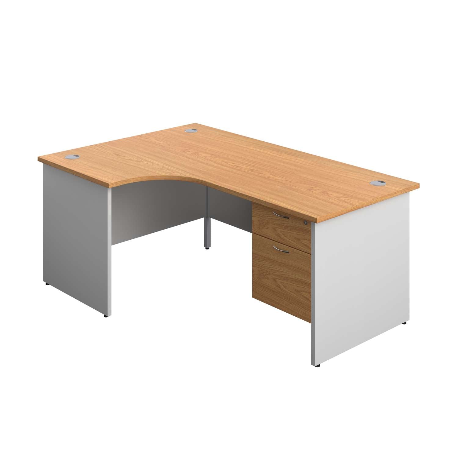 Panel Plus Left Radial Desk + 2 Drawer Fixed Pedestal Bundle (FSC)