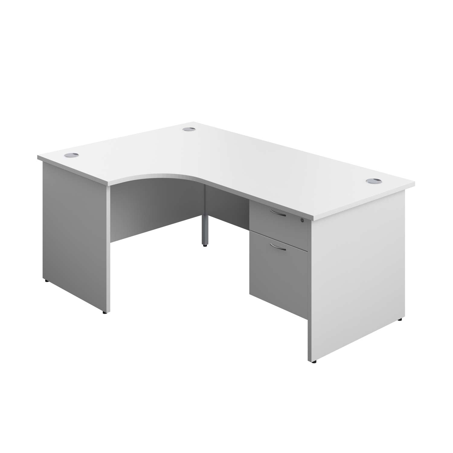 Panel Left Hand Radial Desk + 2 Drawer Fixed Pedestal Bundle (FSC)