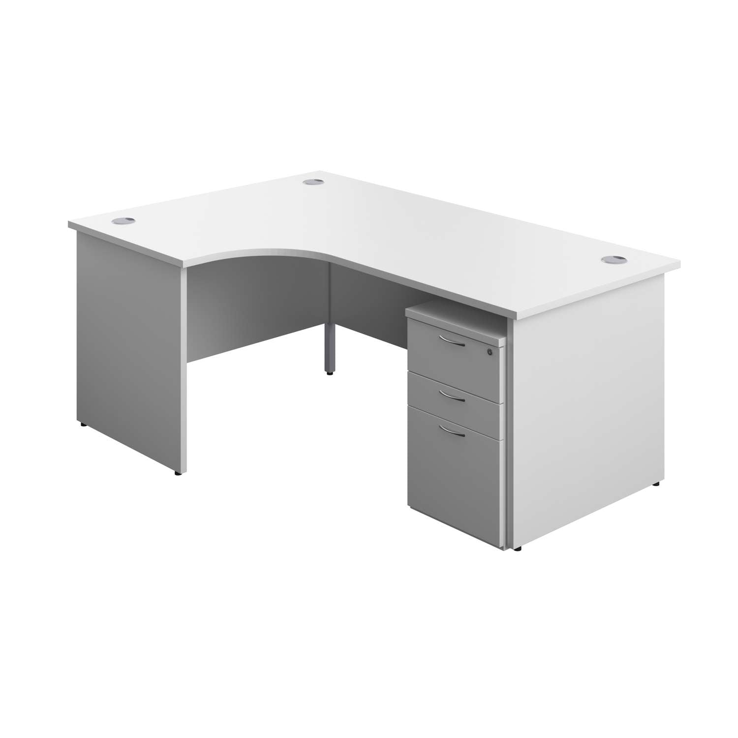 Panel Left Hand Radial Desk + 3 Drawer High Mobile Pedestal Bundle (FSC)