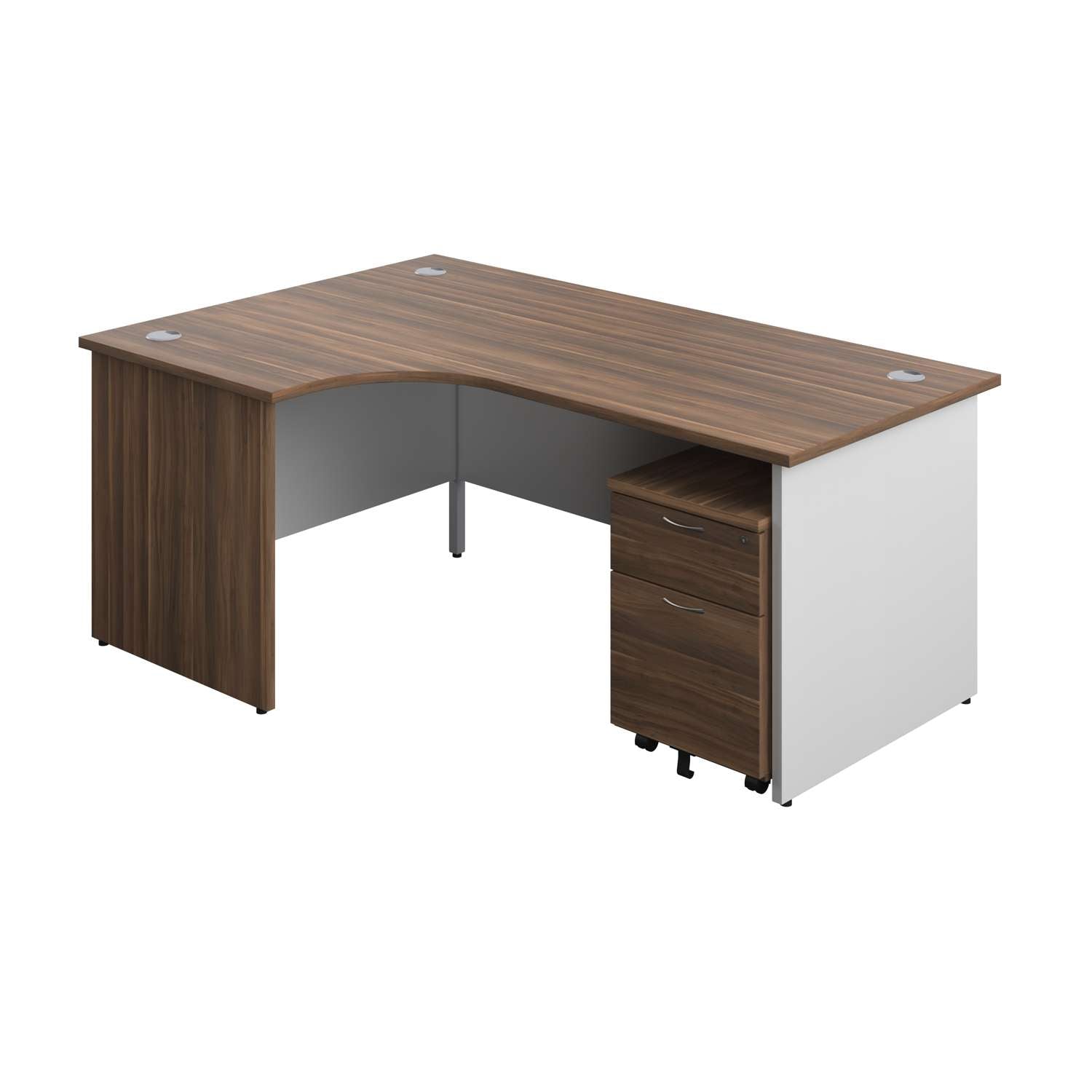 Panel Plus Left Radial Desk + 2 Drawer Mobile Pedestal Bundle (FSC)