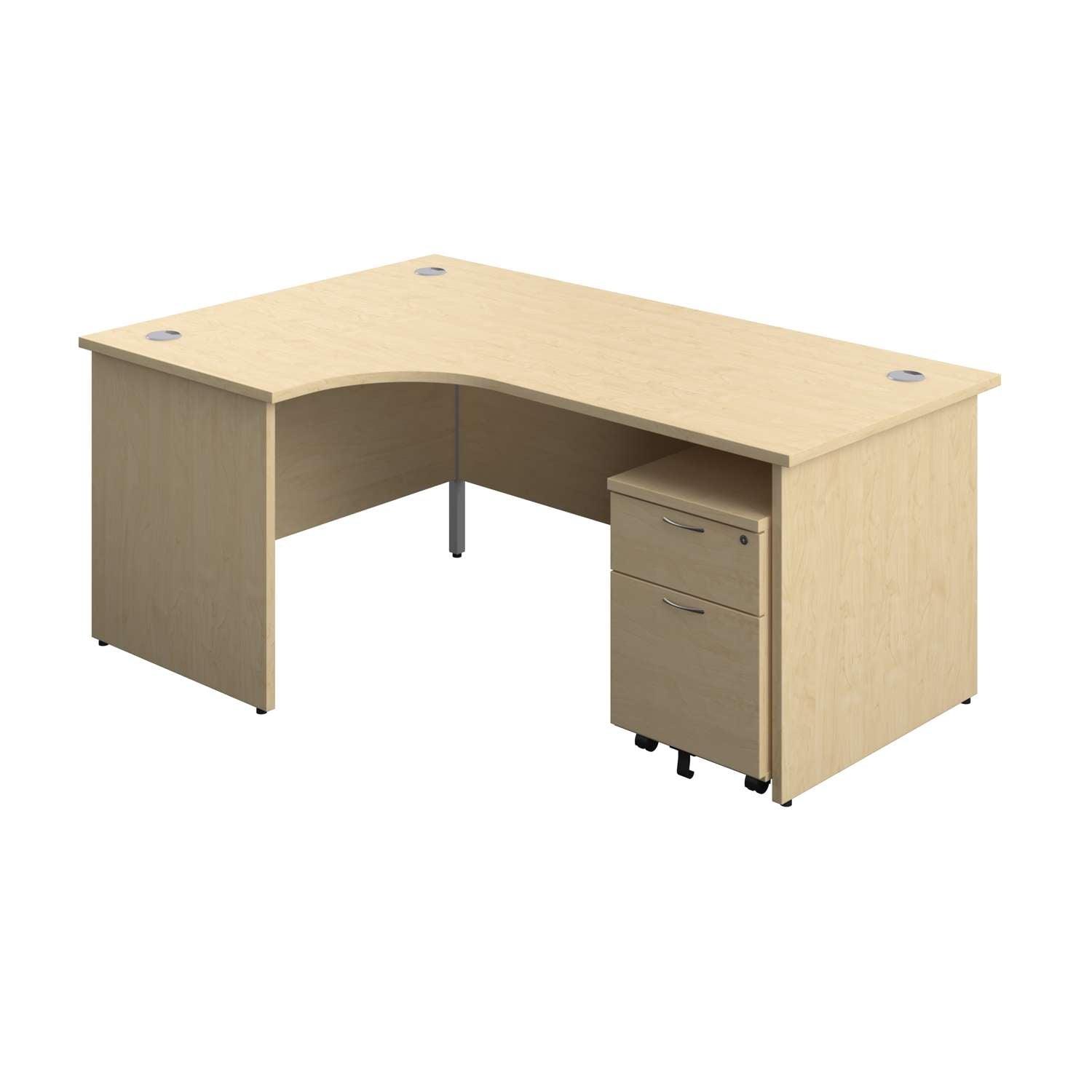 Panel Left Hand Radial Desk + 2 Drawer Mobile Pedestal Bundle (FSC)