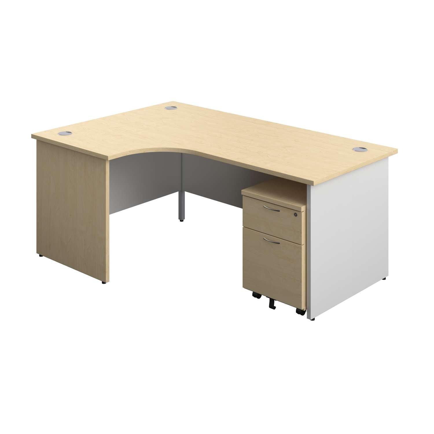 Panel Plus Left Radial Desk + 2 Drawer Mobile Pedestal Bundle (FSC)