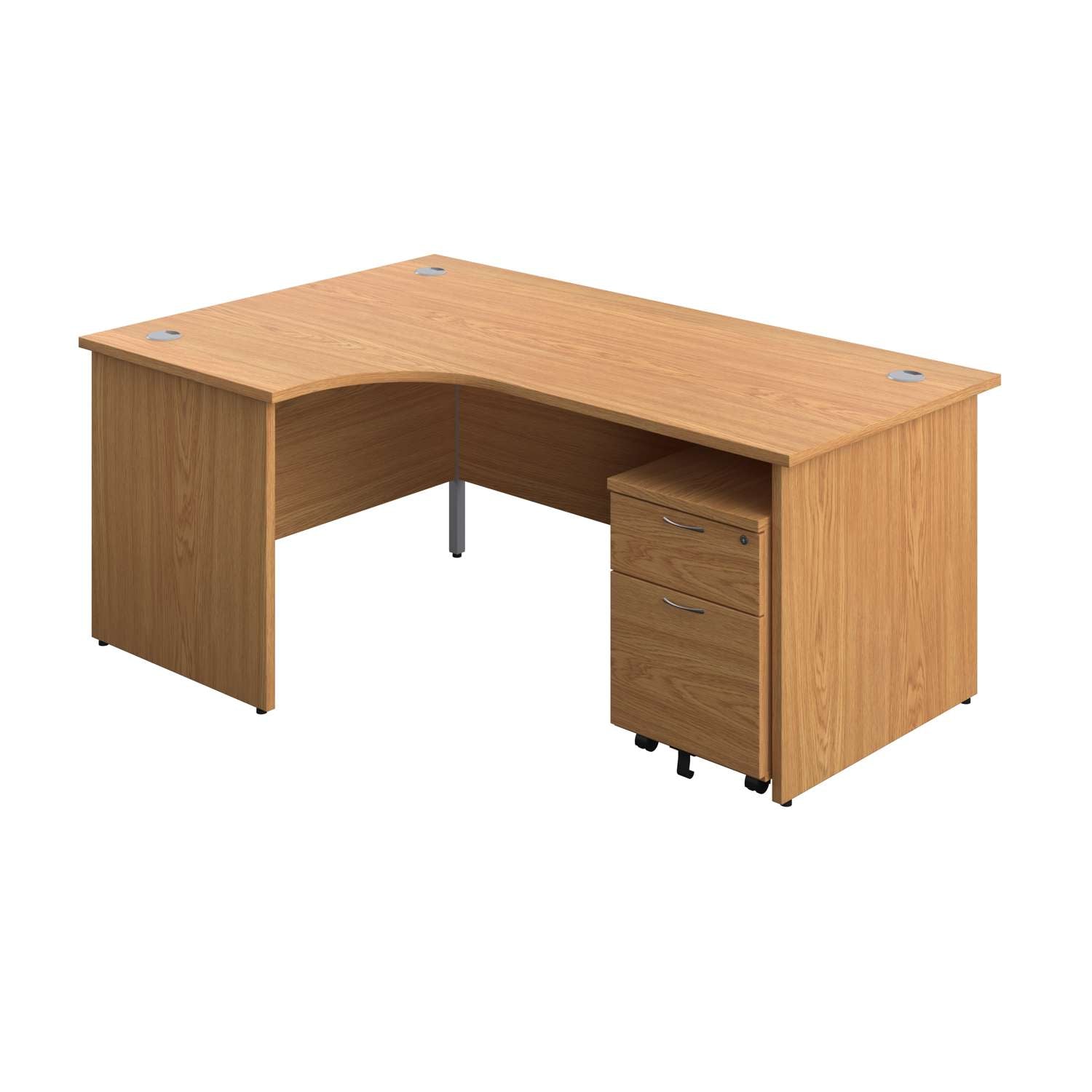 Panel Left Hand Radial Desk + 2 Drawer Mobile Pedestal Bundle (FSC)