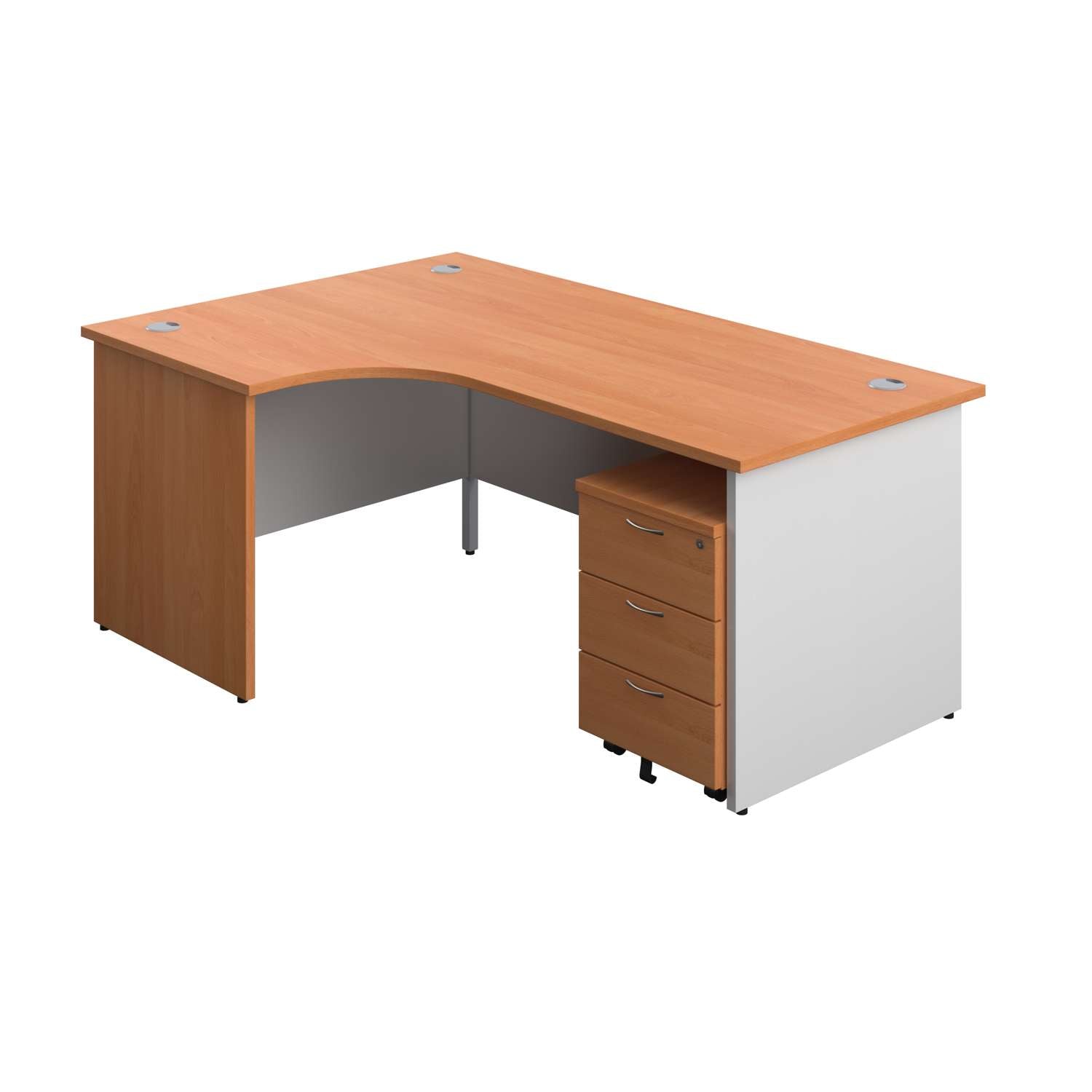 Panel Plus Left Radial Desk + 3 Drawer Mobile Pedestal Bundle (FSC)