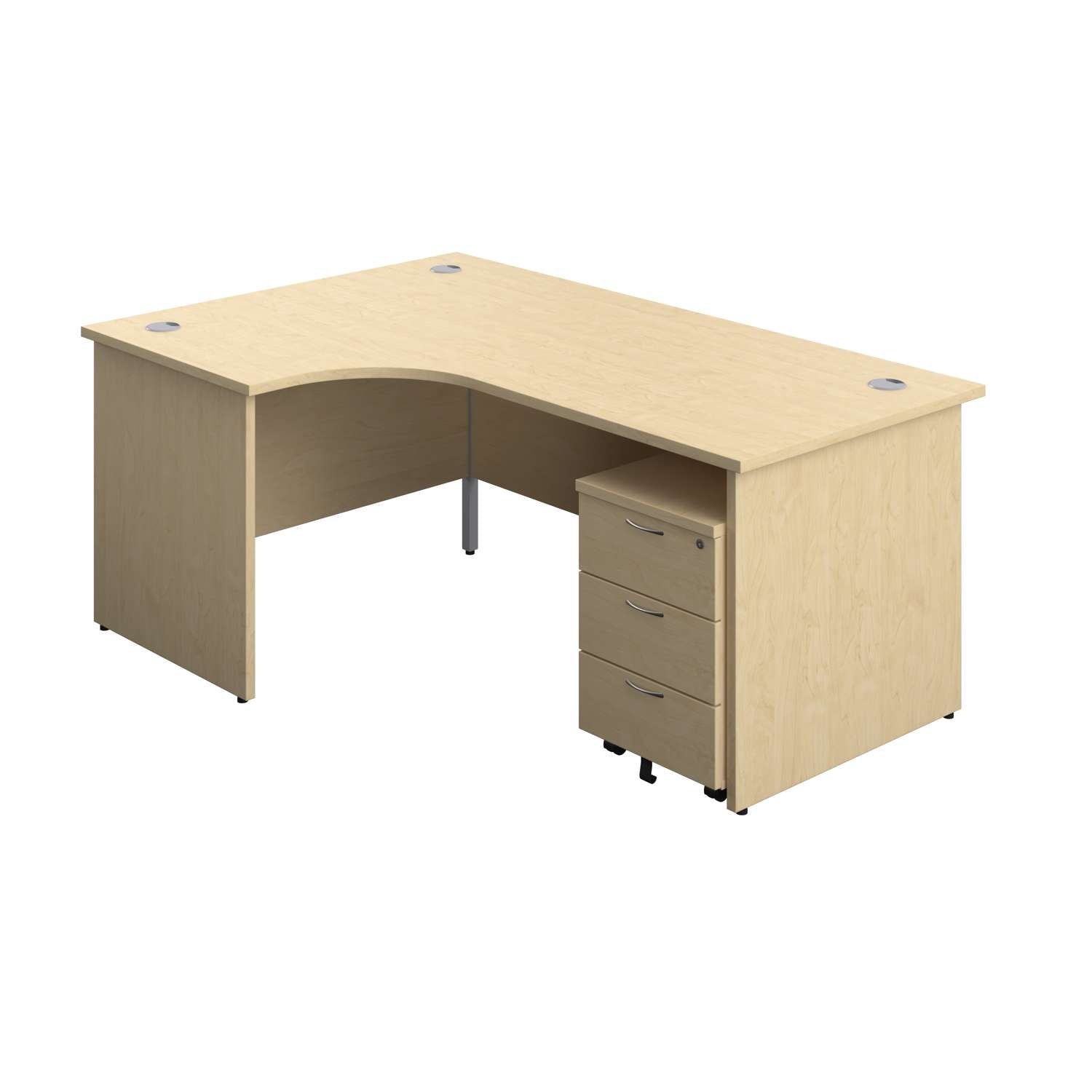 Panel Left Hand Radial Desk + 3 Drawer Mobile Pedestal Bundle (FSC)