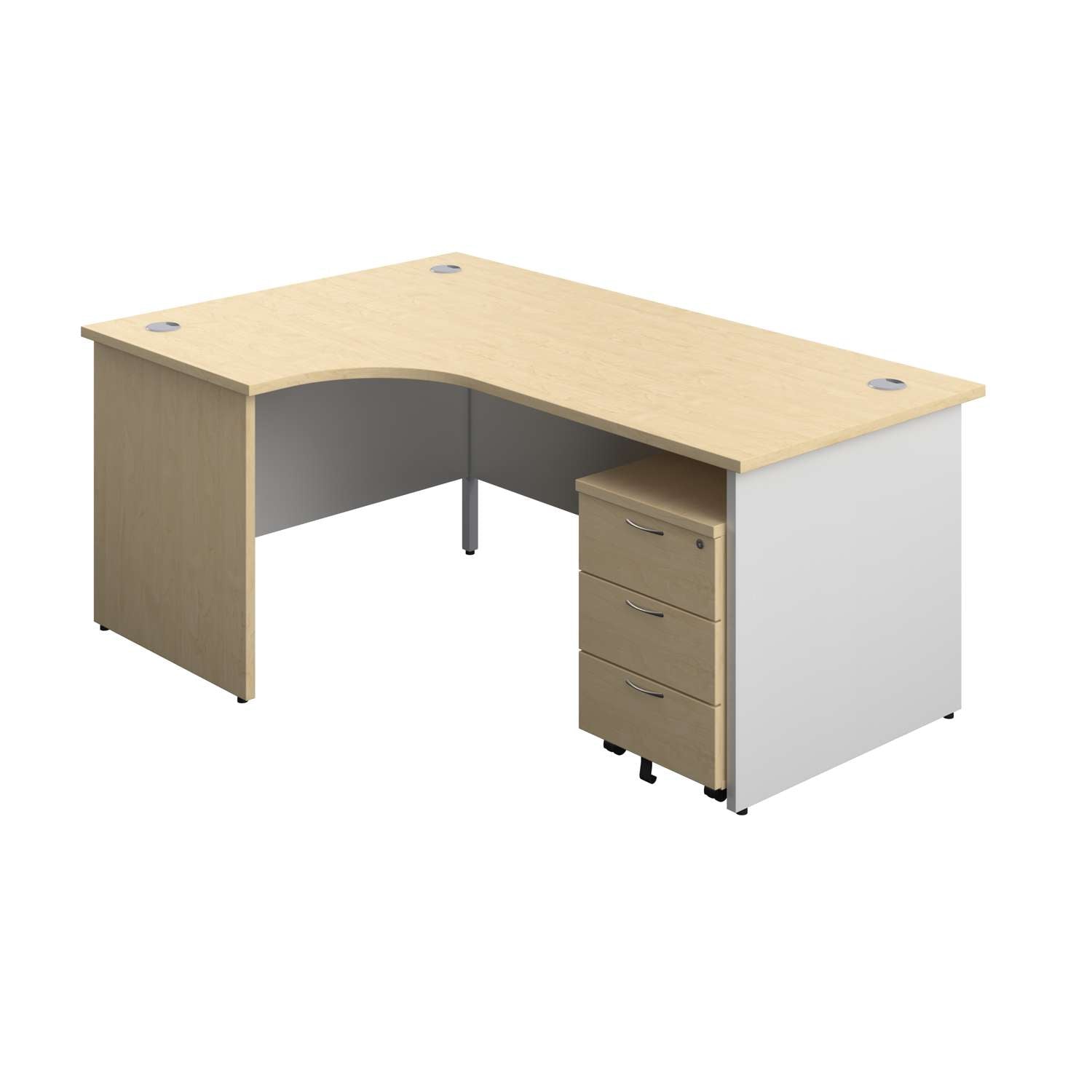 Panel Plus Left Radial Desk + 3 Drawer Mobile Pedestal Bundle (FSC)