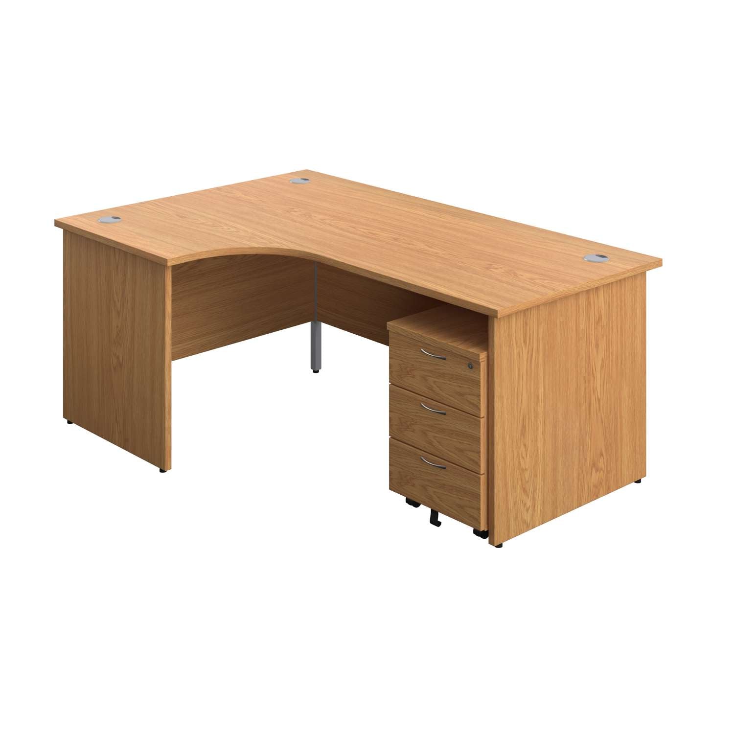 Panel Left Hand Radial Desk + 3 Drawer Mobile Pedestal Bundle (FSC)