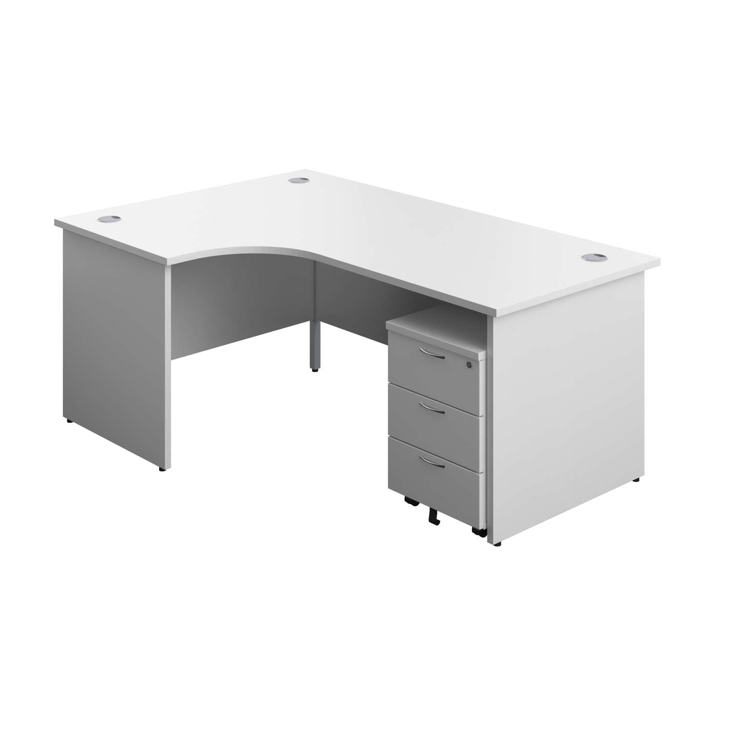 Panel Left Hand Radial Desk + 3 Drawer Mobile Pedestal Bundle (FSC)