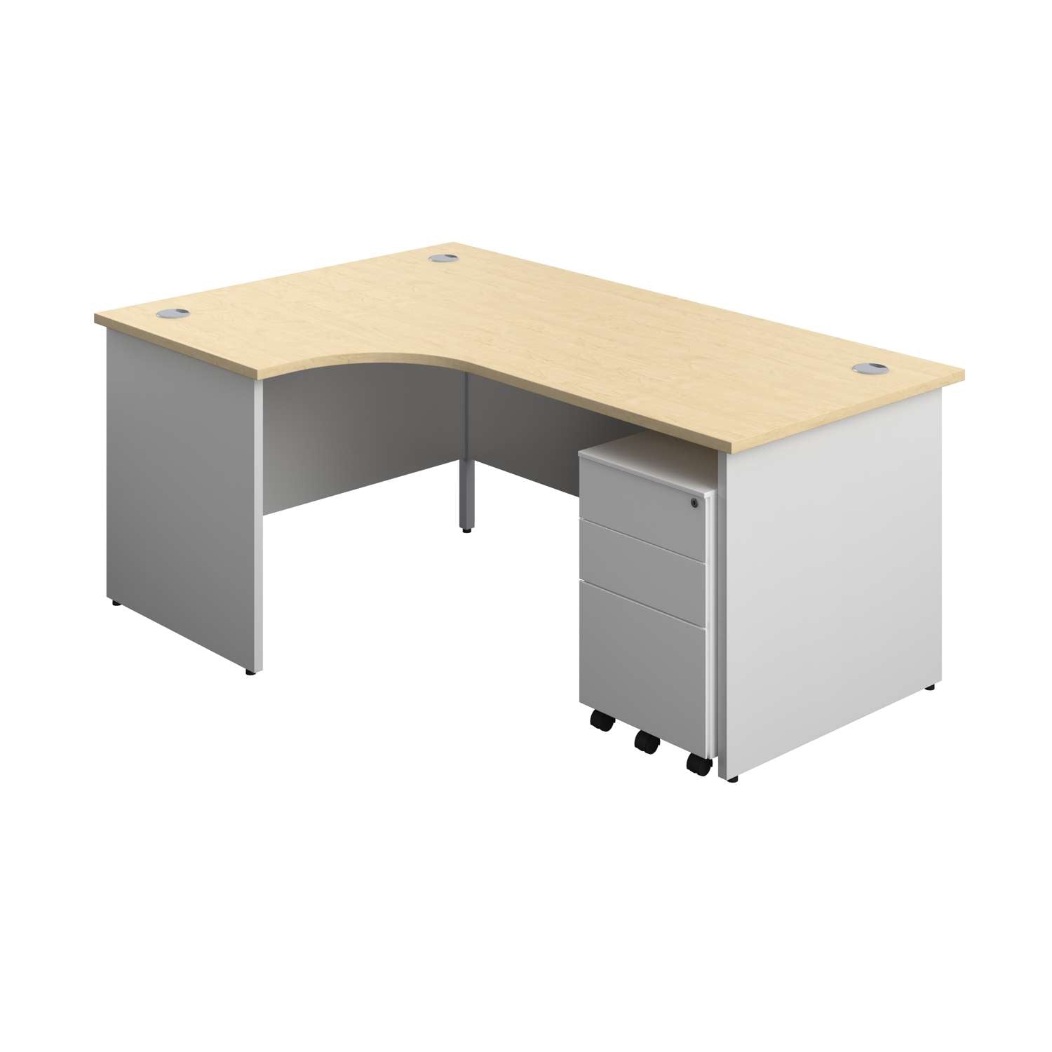 Panel Plus Left Radial Desk + 3 Drawer Steel Mobile Pedestal Bundle (FSC)