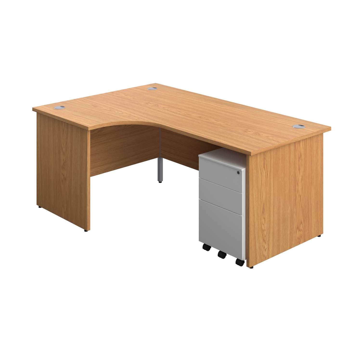 Panel Left Hand Radial Desk + 3 Drawer Steel Mobile Pedestal Bundle (FSC)