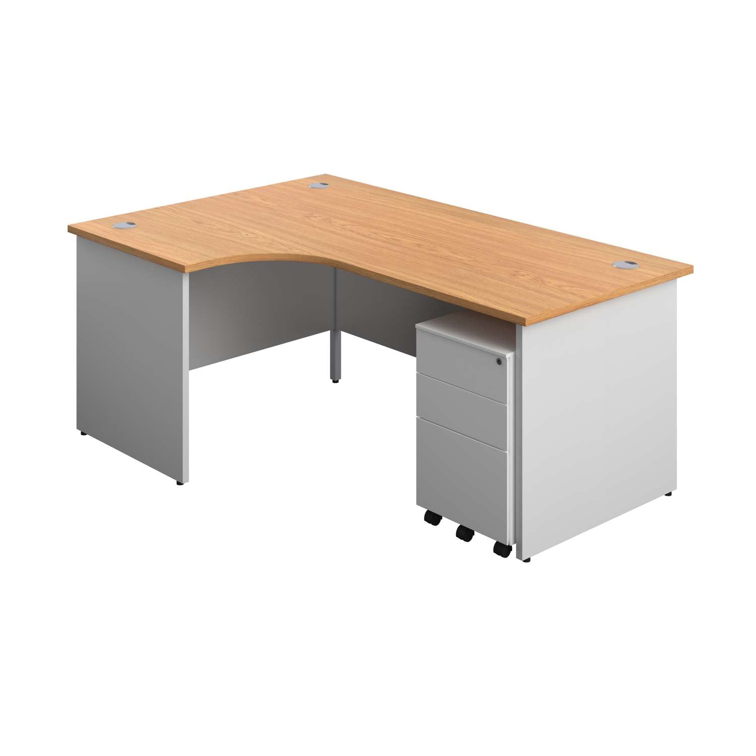 Panel Plus Left Radial Desk + 3 Drawer Steel Mobile Pedestal Bundle (FSC)