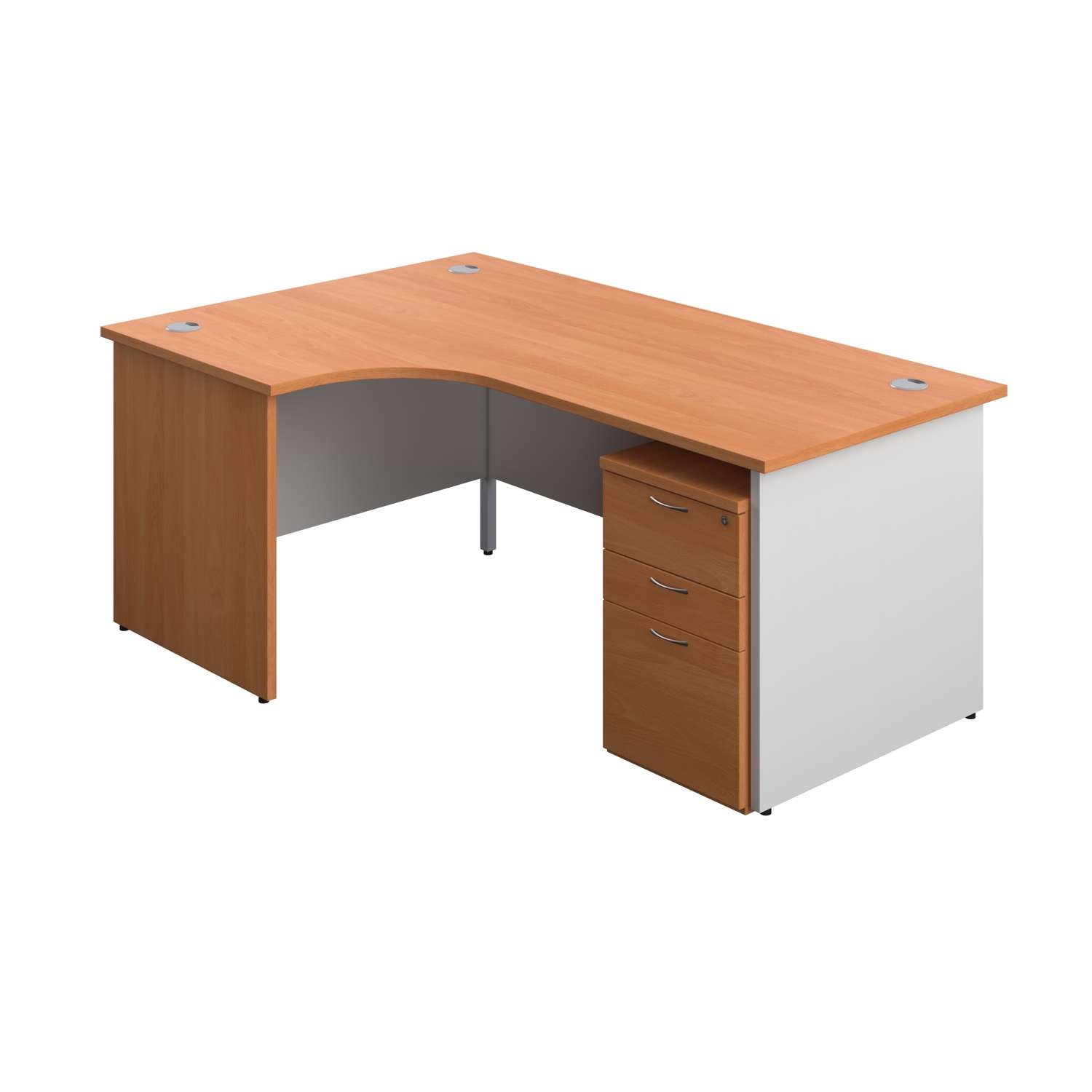 Panel Plus Left Radial Desk + 3 Drawer Under Desk Pedestal Bundle (FSC)