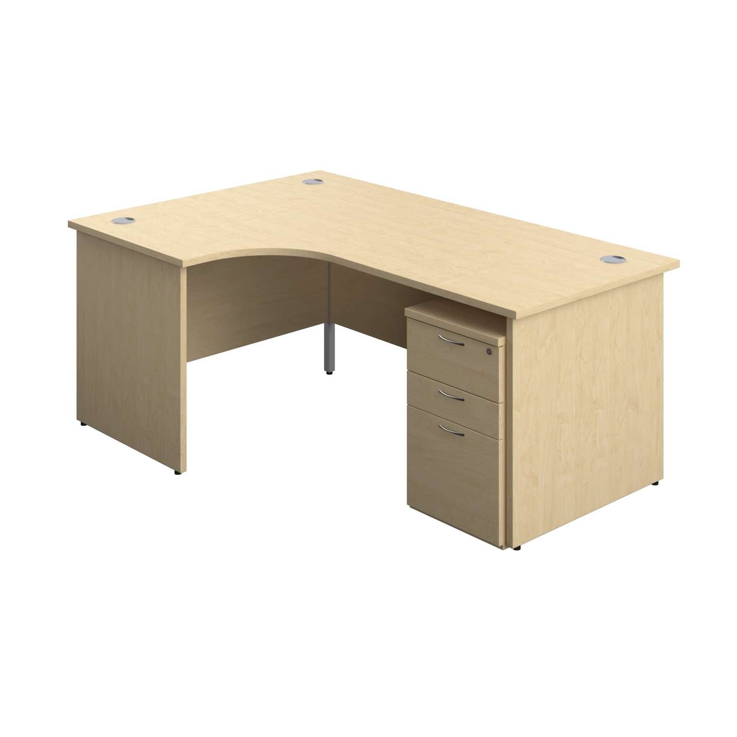 Panel Left Hand Radial Desk + 3 Drawer Under Desk Pedestal Bundle (FSC)