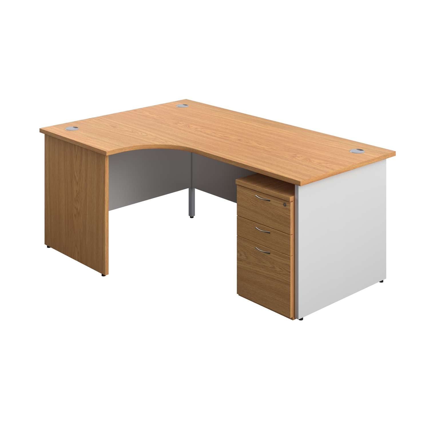 Panel Plus Left Radial Desk + 3 Drawer Under Desk Pedestal Bundle (FSC)