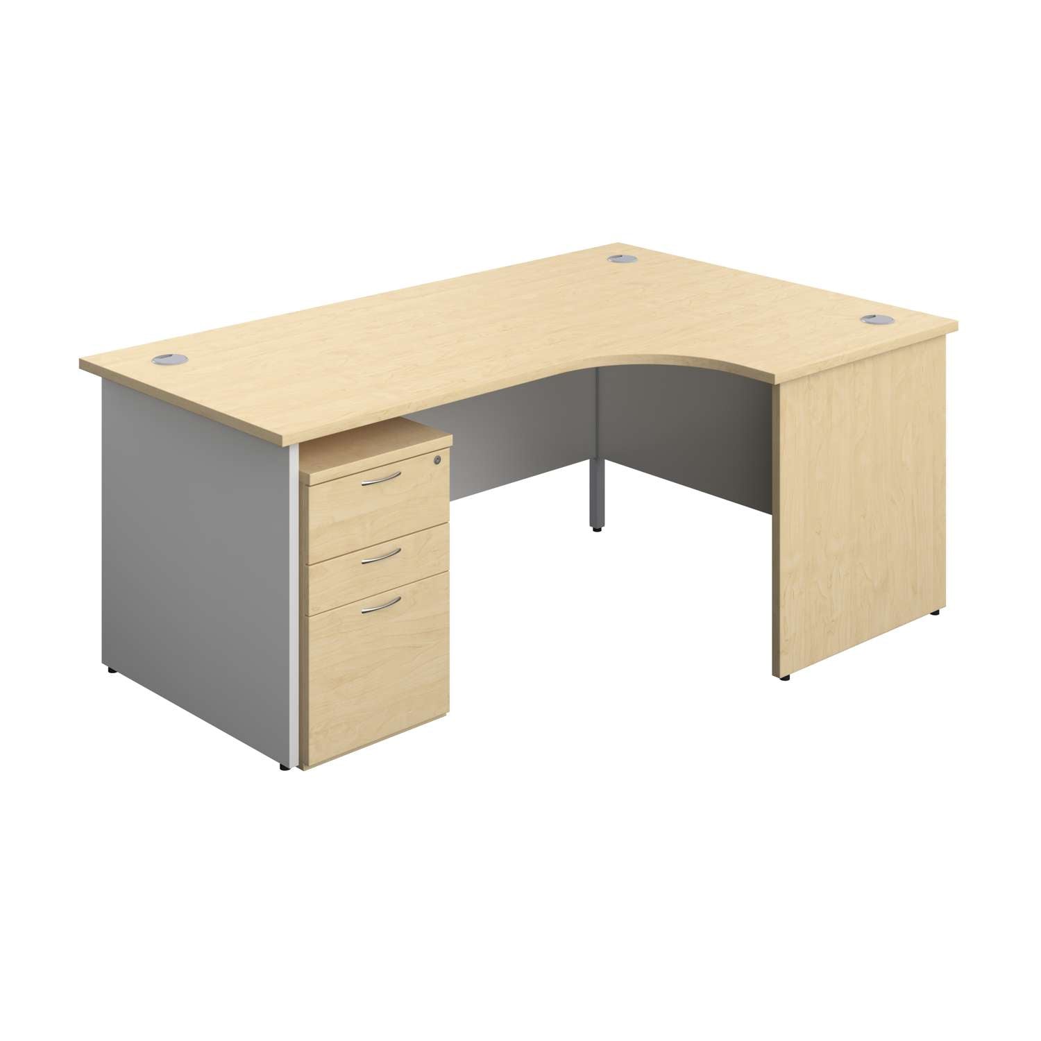 Panel Plus Right Radial Desk + 3 Drawer High Mobile Pedestal Bundle (FSC)