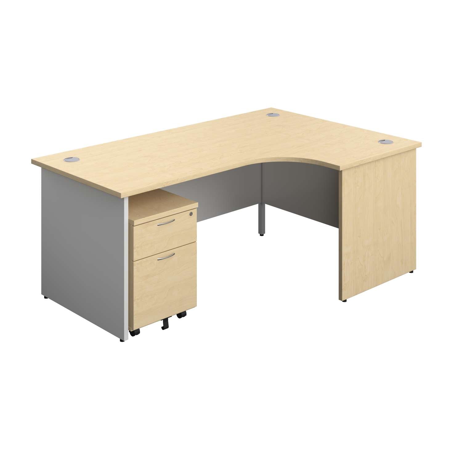 Panel Plus Right Radial Desk + 2 Drawer Mobile Pedestal Bundle (FSC)