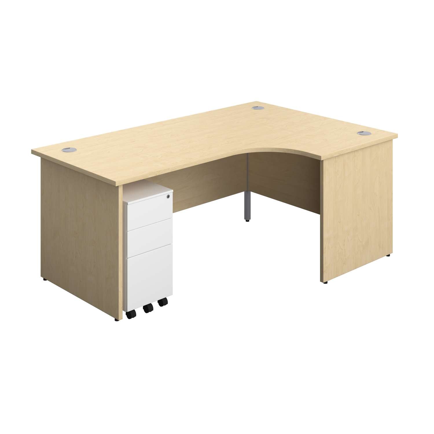 Panel Right Hand Radial Desk + 3 Drawer Slimline Steel Mobile Pedestal Bundle (FSC)