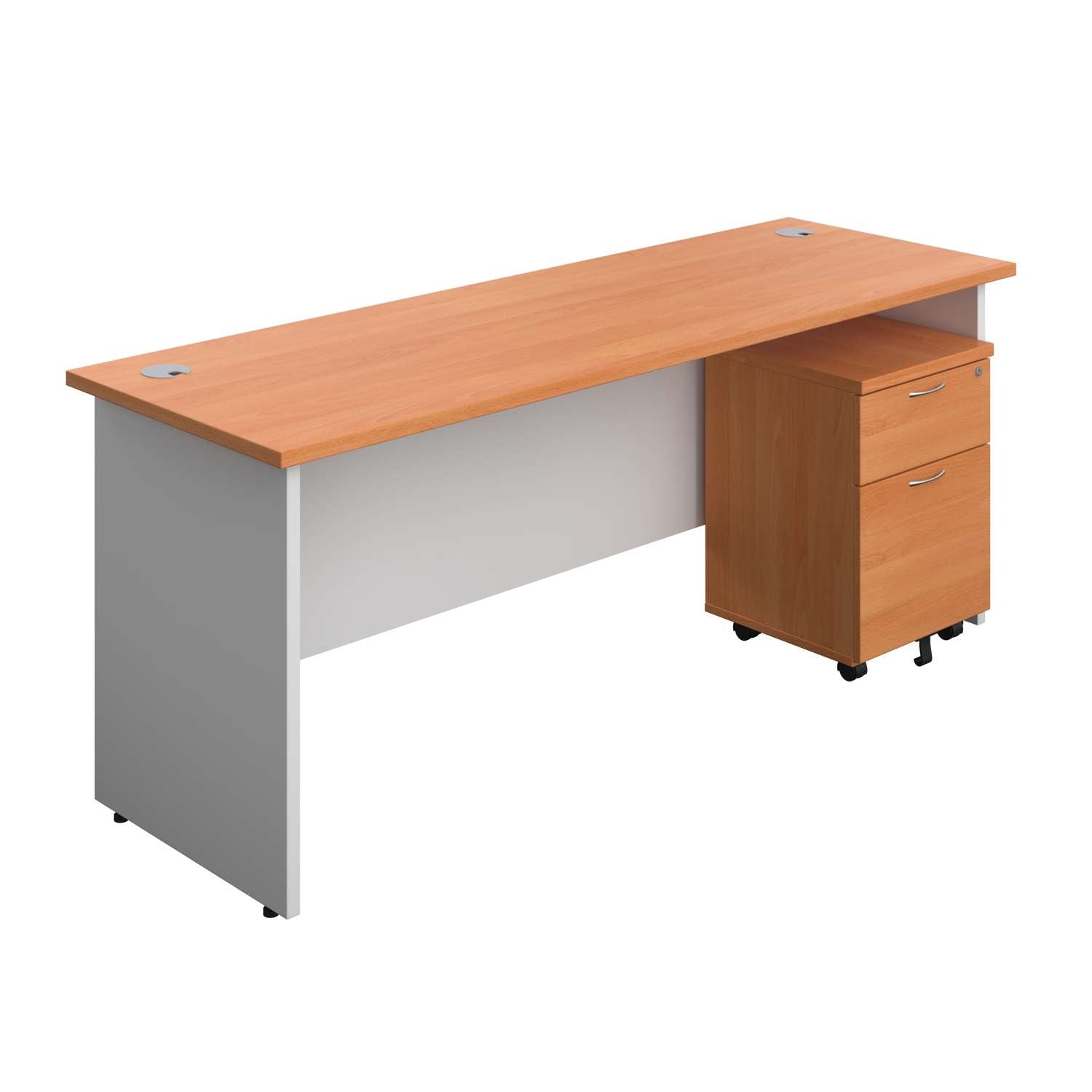 Panel Plus Rectangular Desk + 2 Drawer Mobile Pedestal Bundle (FSC)