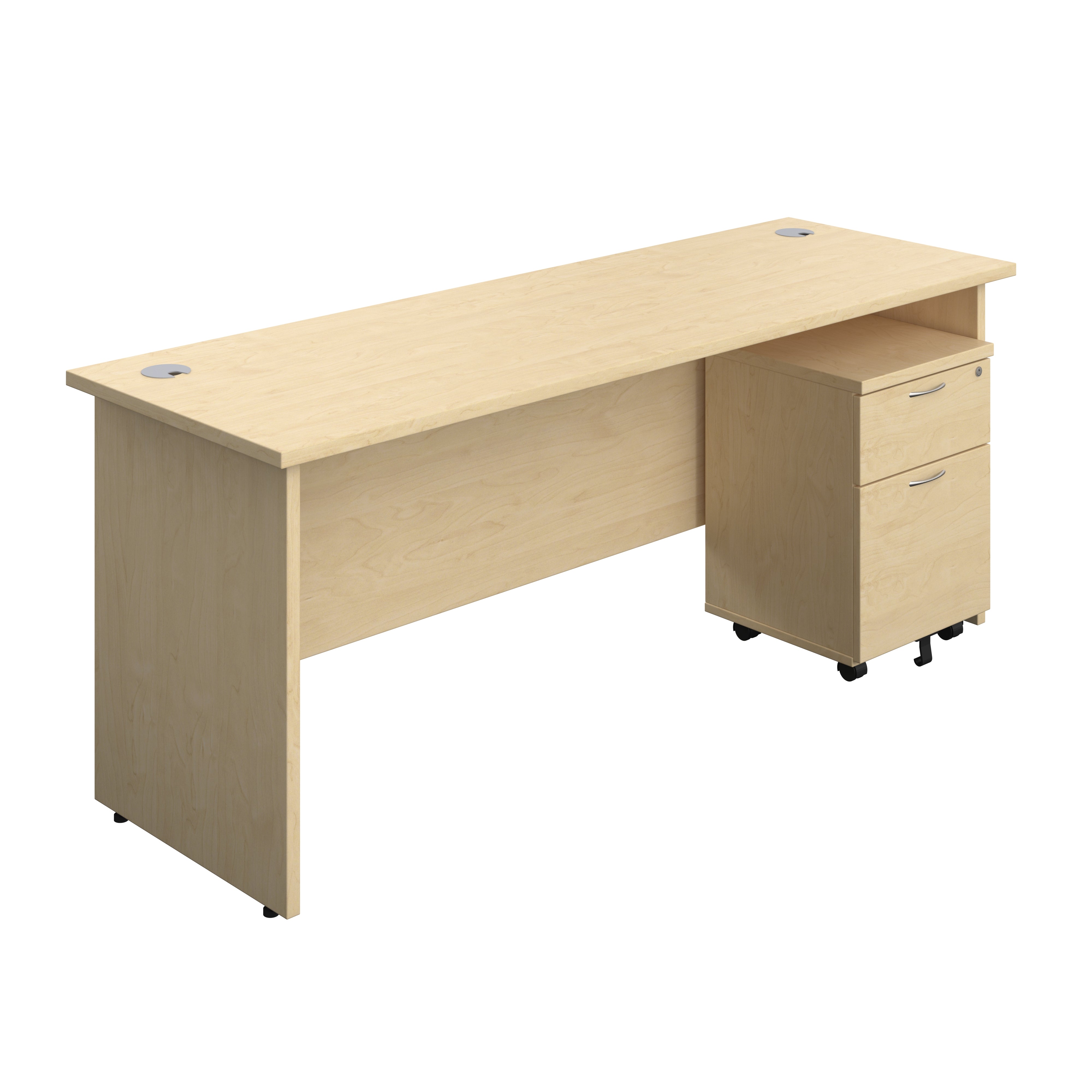 Panel Rectangular Desk + 2 Drawer Mobile Pedestal Bundle (FSC)