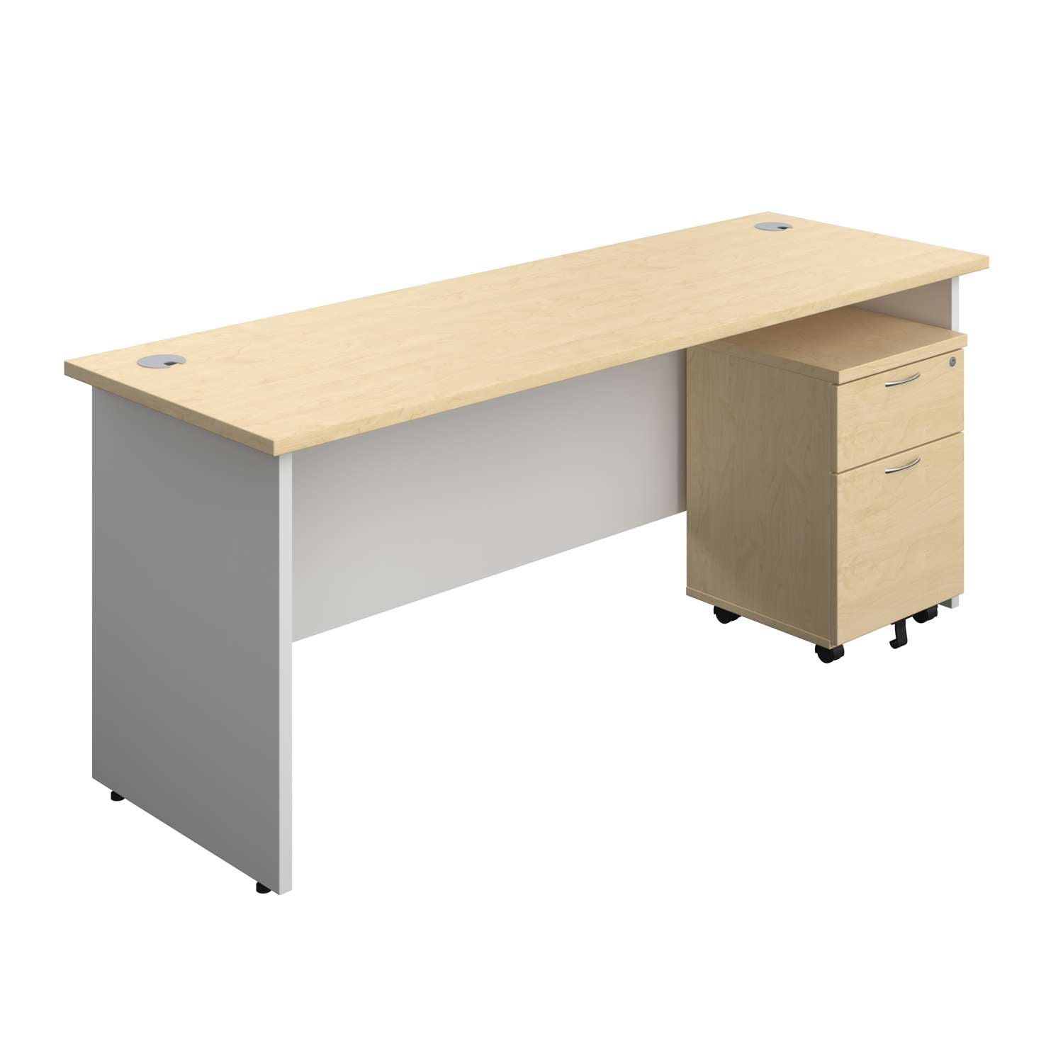 Panel Plus Rectangular Desk + 2 Drawer Mobile Pedestal Bundle (FSC)