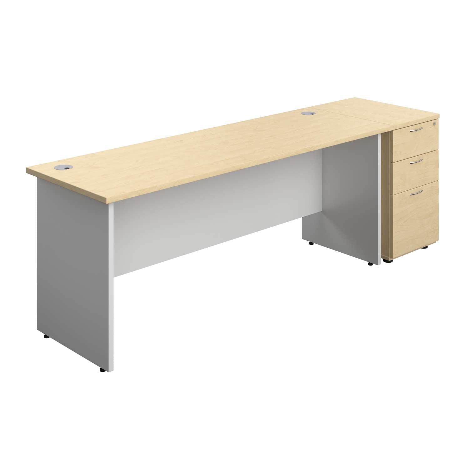 Panel Plus Rectangular Desk + Matching 3 Drawer Desk High Pedestal Bundle (FSC)