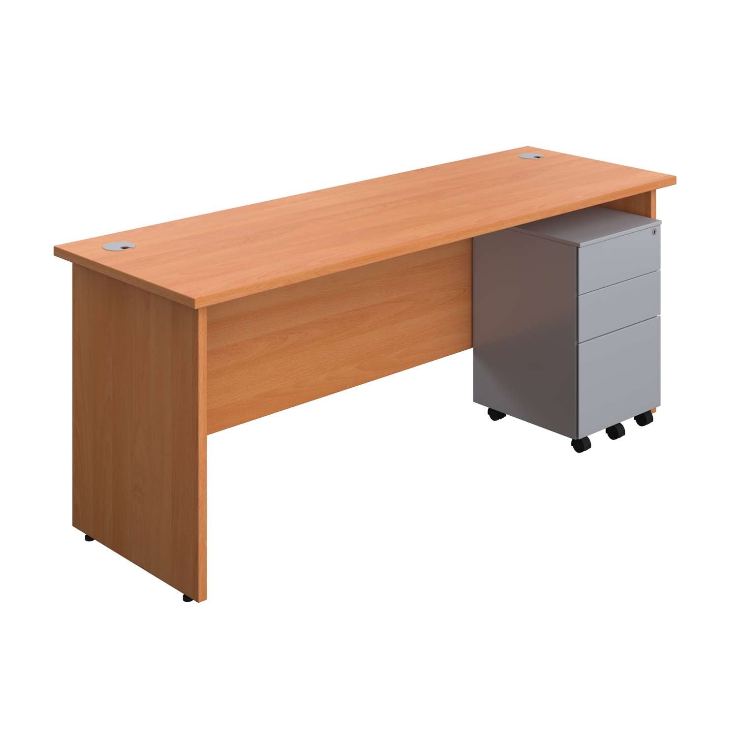 Panel Rectangular Desk + 3 Drawer Steel Pedestal Bundle (FSC)