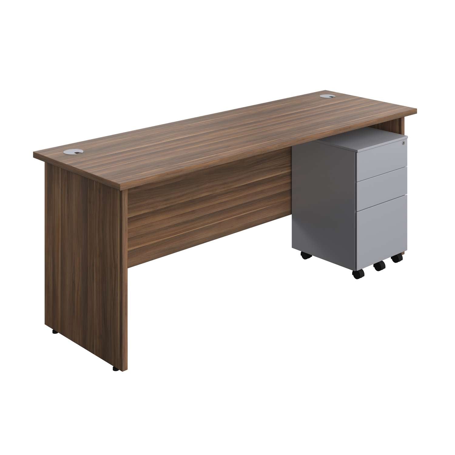 Panel Rectangular Desk + 3 Drawer Steel Pedestal Bundle (FSC)