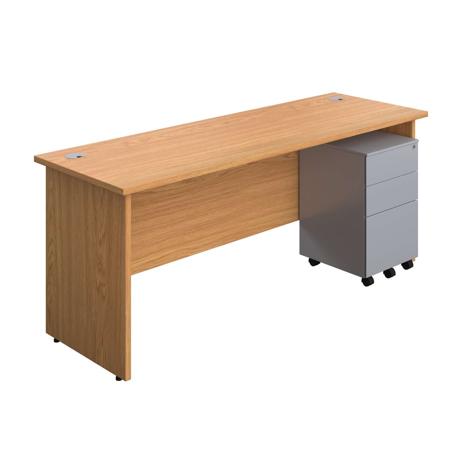 Panel Rectangular Desk + 3 Drawer Steel Pedestal Bundle (FSC)