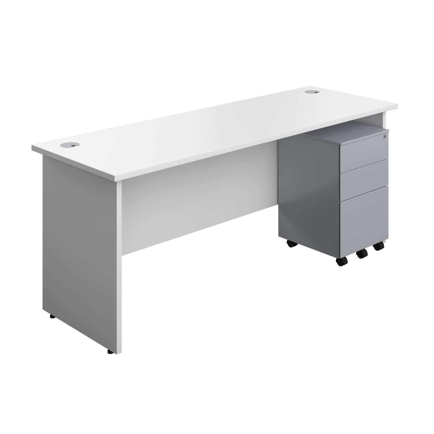 Panel Rectangular Desk + 3 Drawer Steel Pedestal Bundle (FSC)