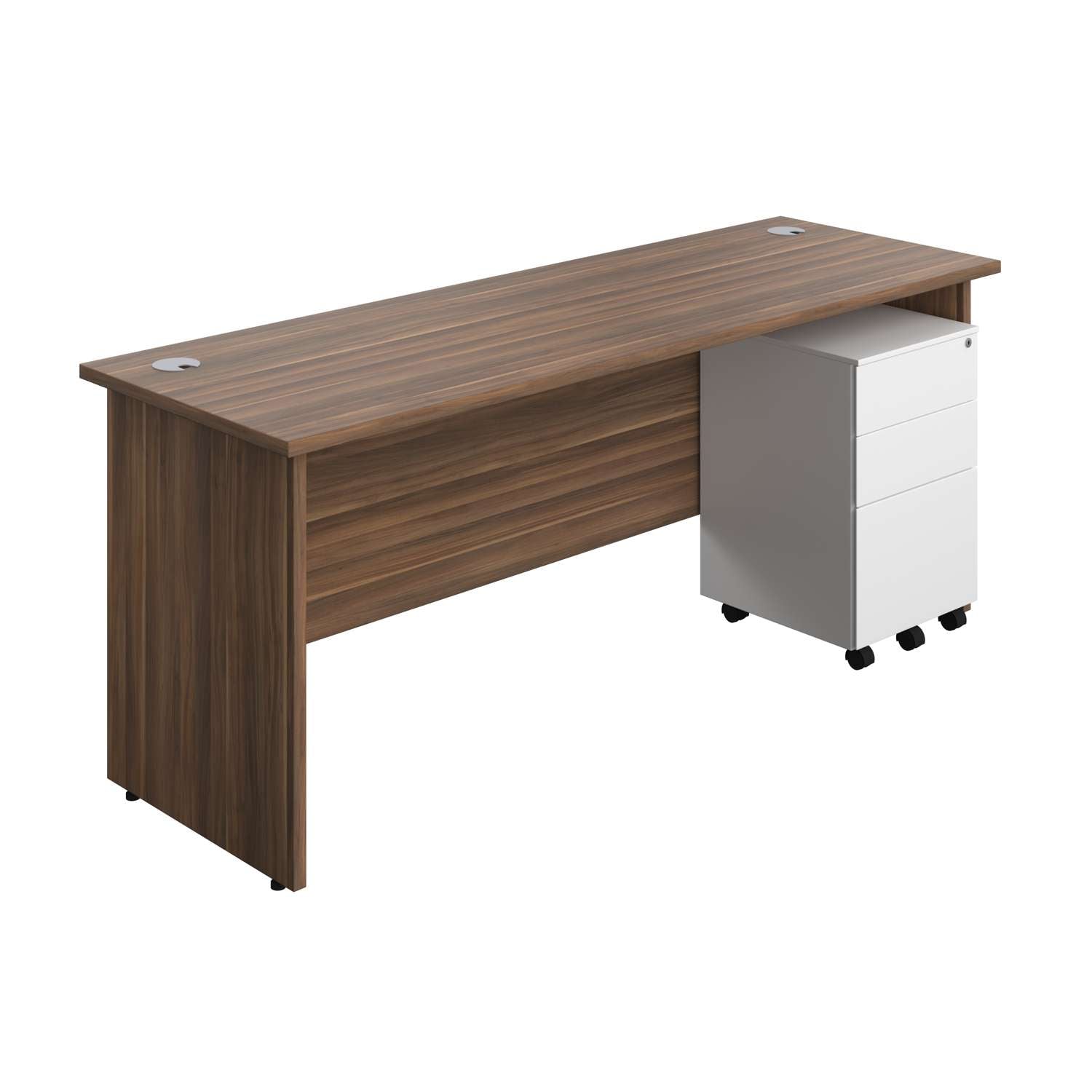 Panel Rectangular Desk + 3 Drawer Steel Pedestal Bundle (FSC)