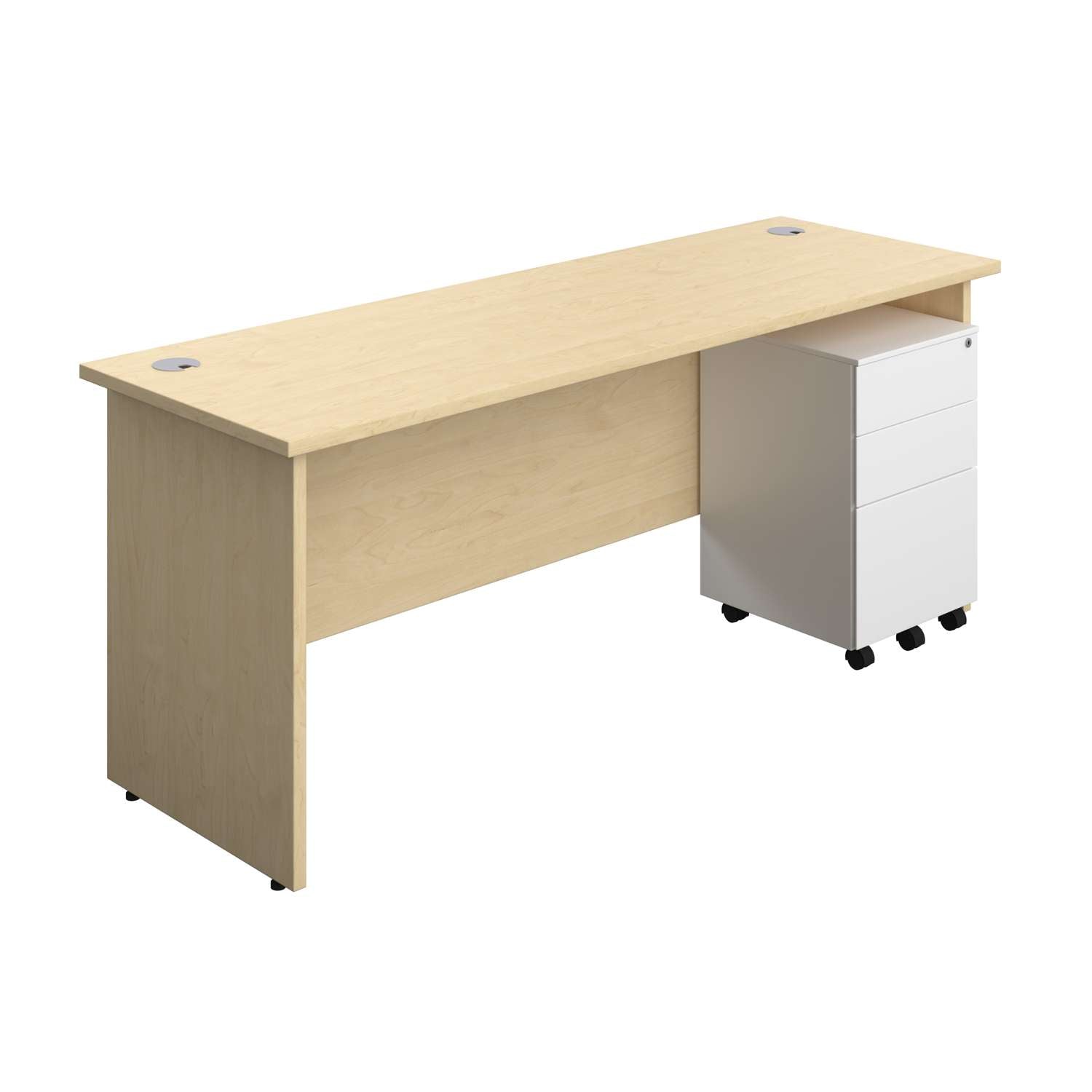 Panel Rectangular Desk + 3 Drawer Steel Pedestal Bundle (FSC)