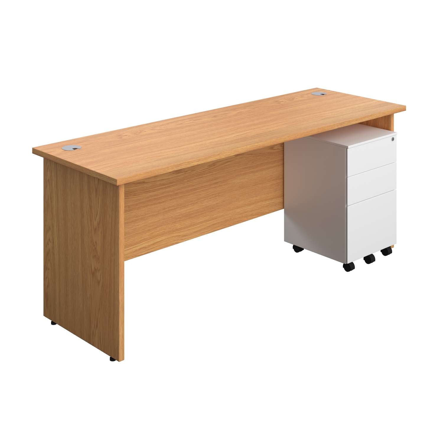 Panel Rectangular Desk + 3 Drawer Steel Pedestal Bundle (FSC)