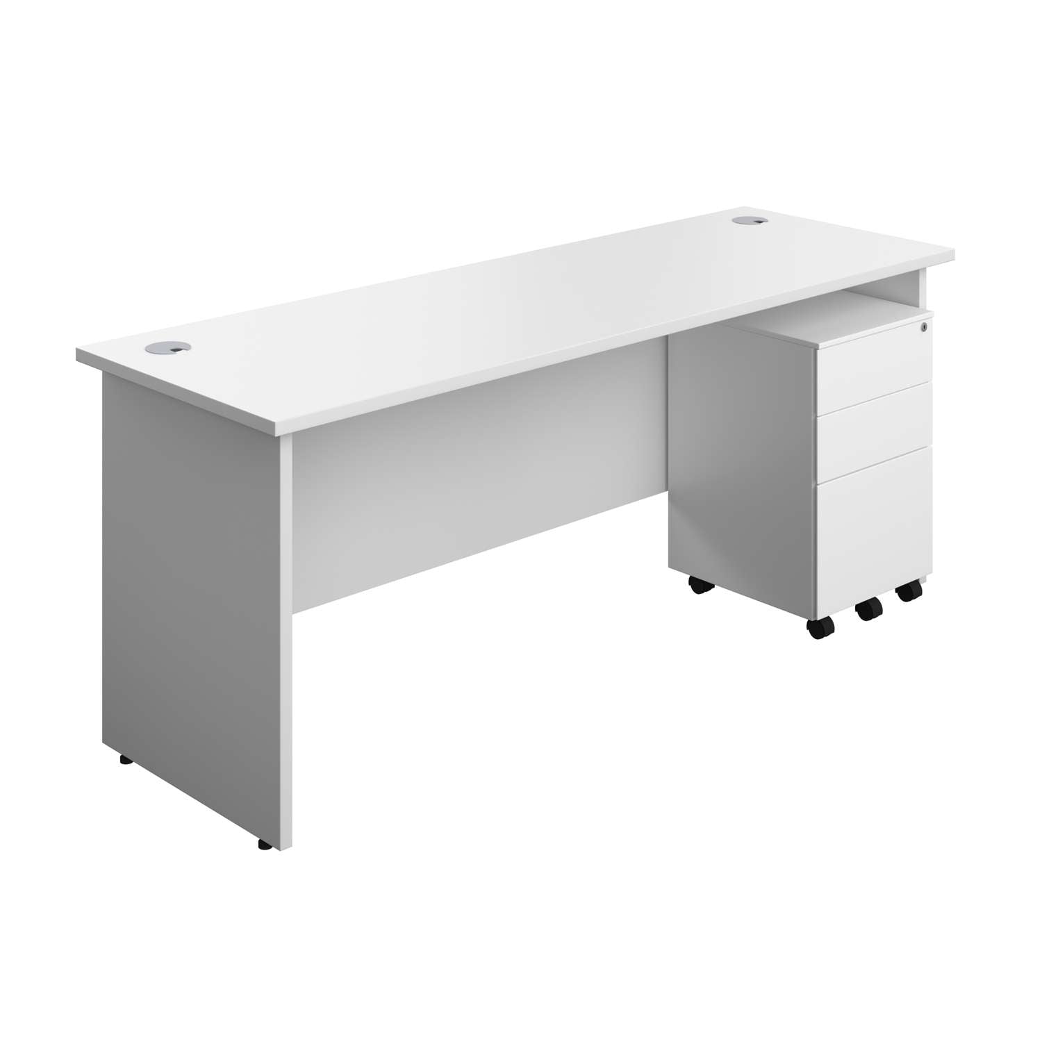 Panel Rectangular Desk + 3 Drawer Steel Pedestal Bundle (FSC)