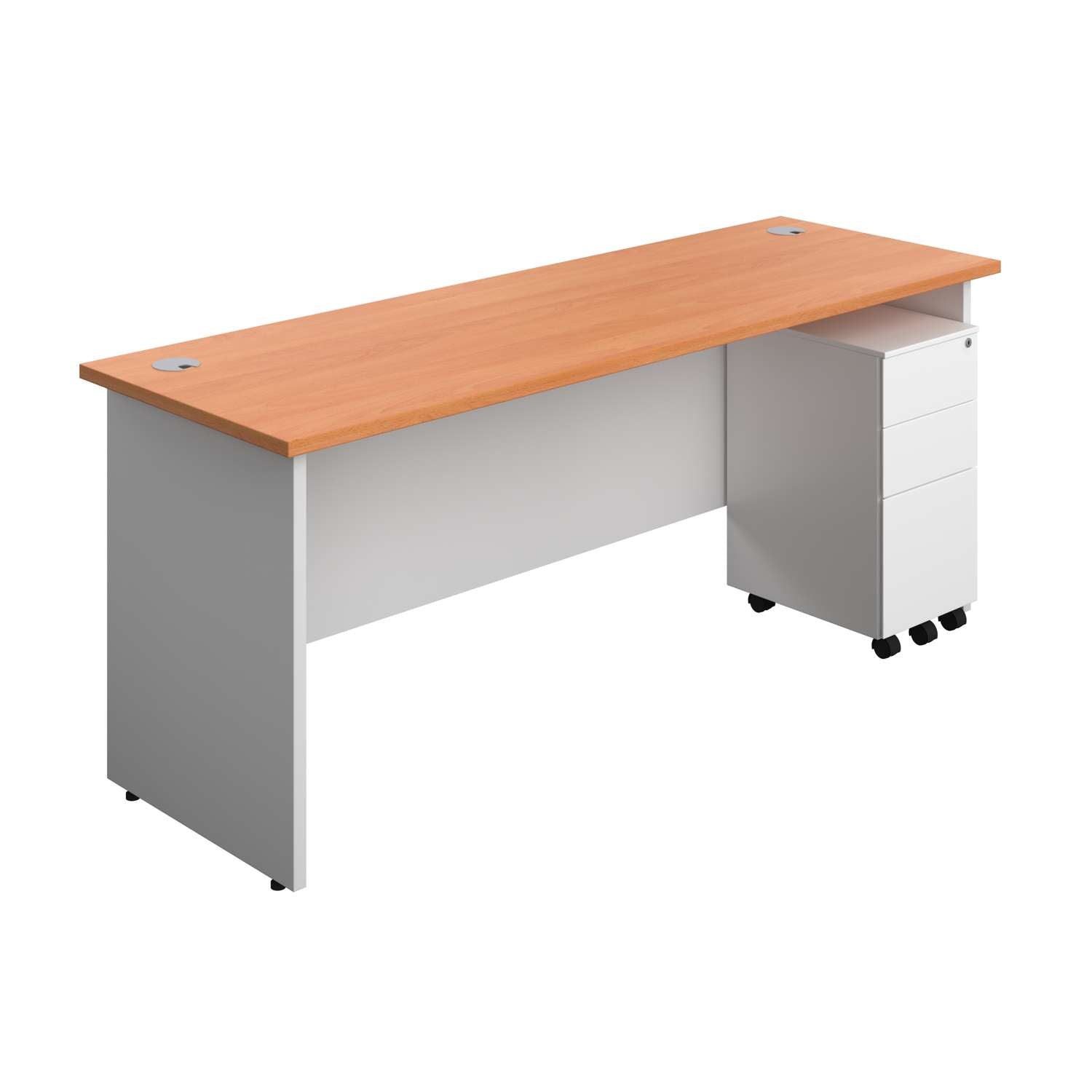 Panel Plus Rectangular Desk + 3 Drawer Slimline Steel Pedestal Bundle (FSC)