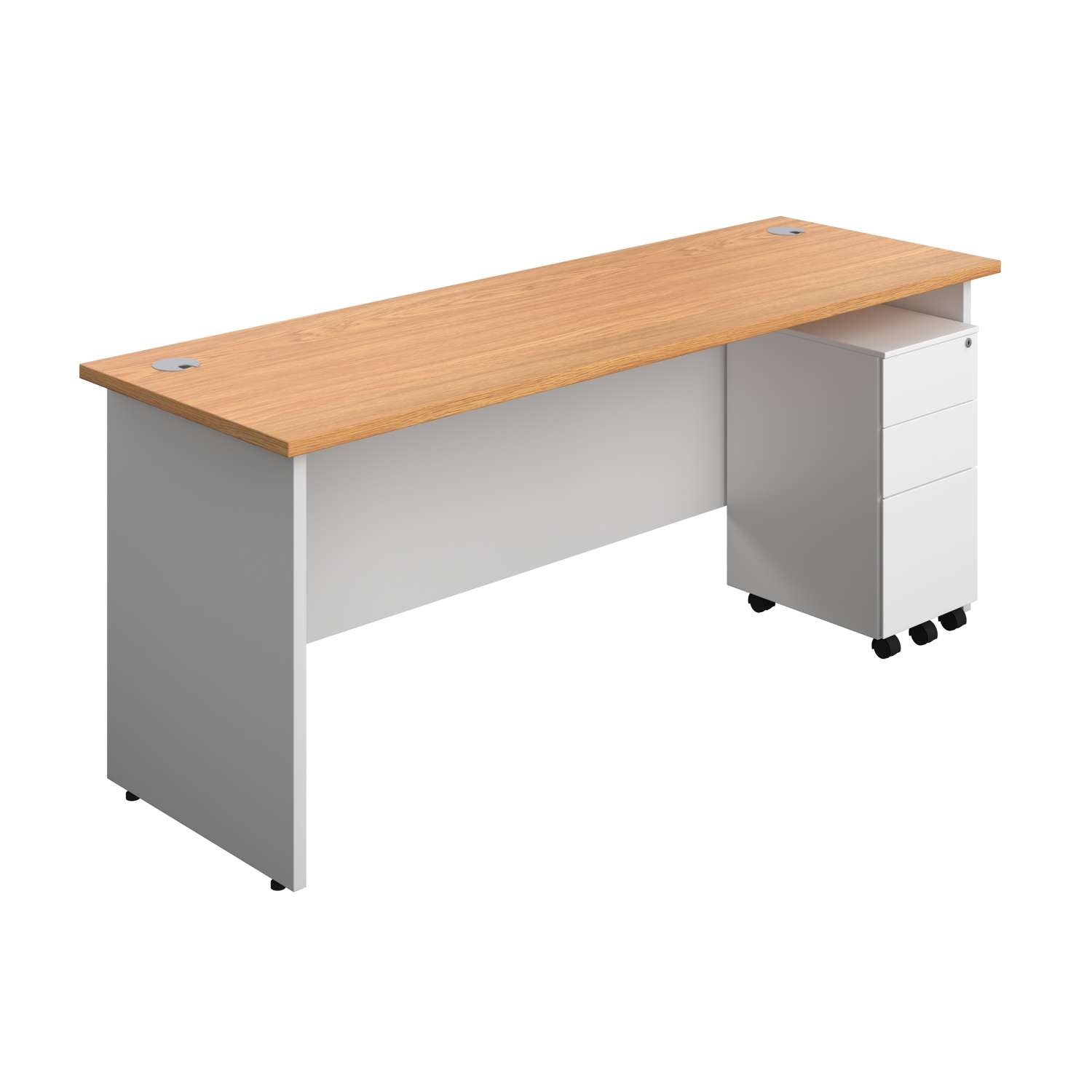 Panel Plus Rectangular Desk + 3 Drawer Slimline Steel Pedestal Bundle (FSC)