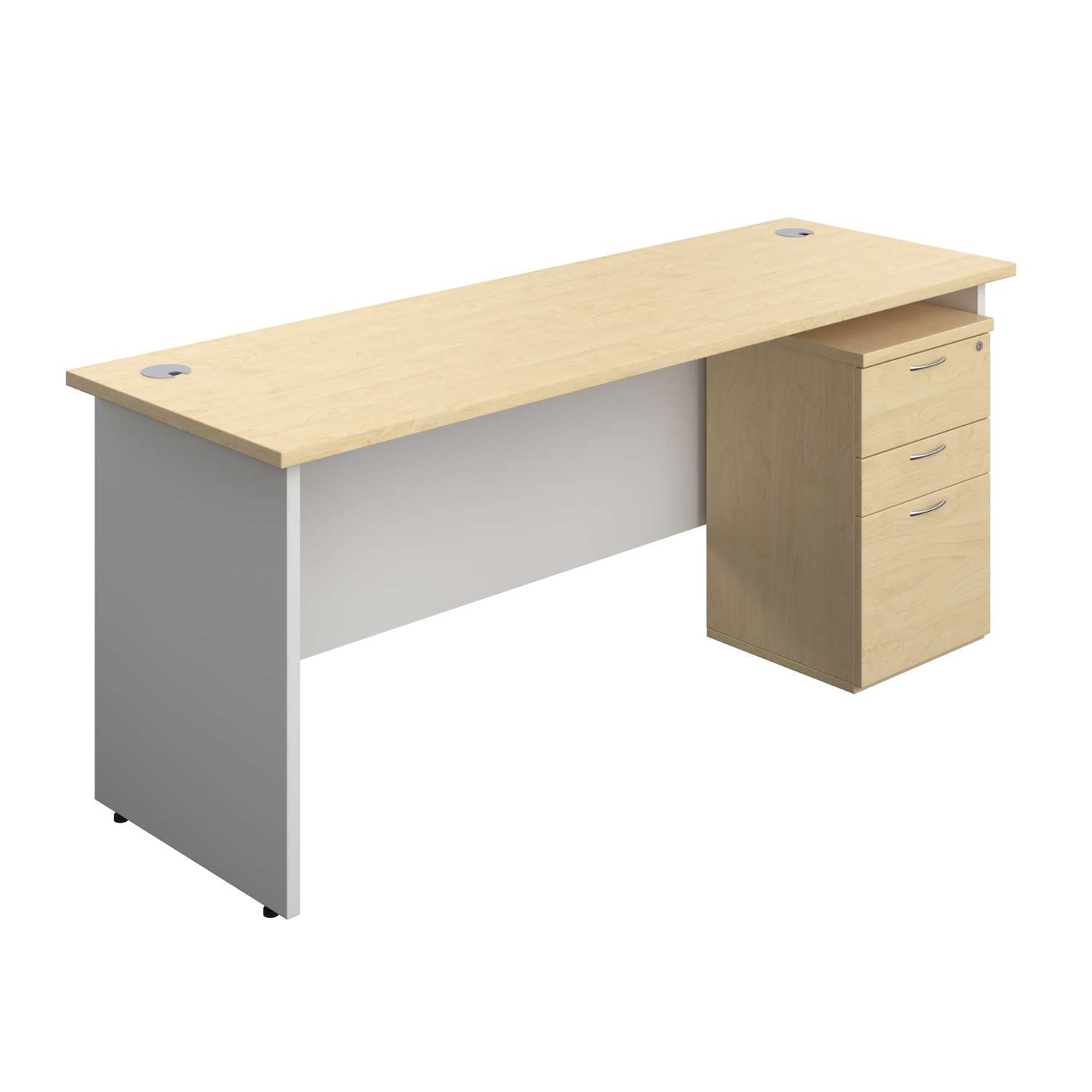 Panel Plus Rectangular Desk + 3 Drawer Under Desk Pedestal Bundle (FSC)