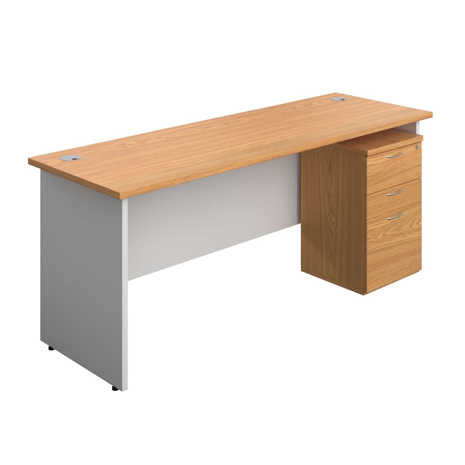 Panel Plus Rectangular Desk + 3 Drawer Under Desk Pedestal Bundle (FSC)