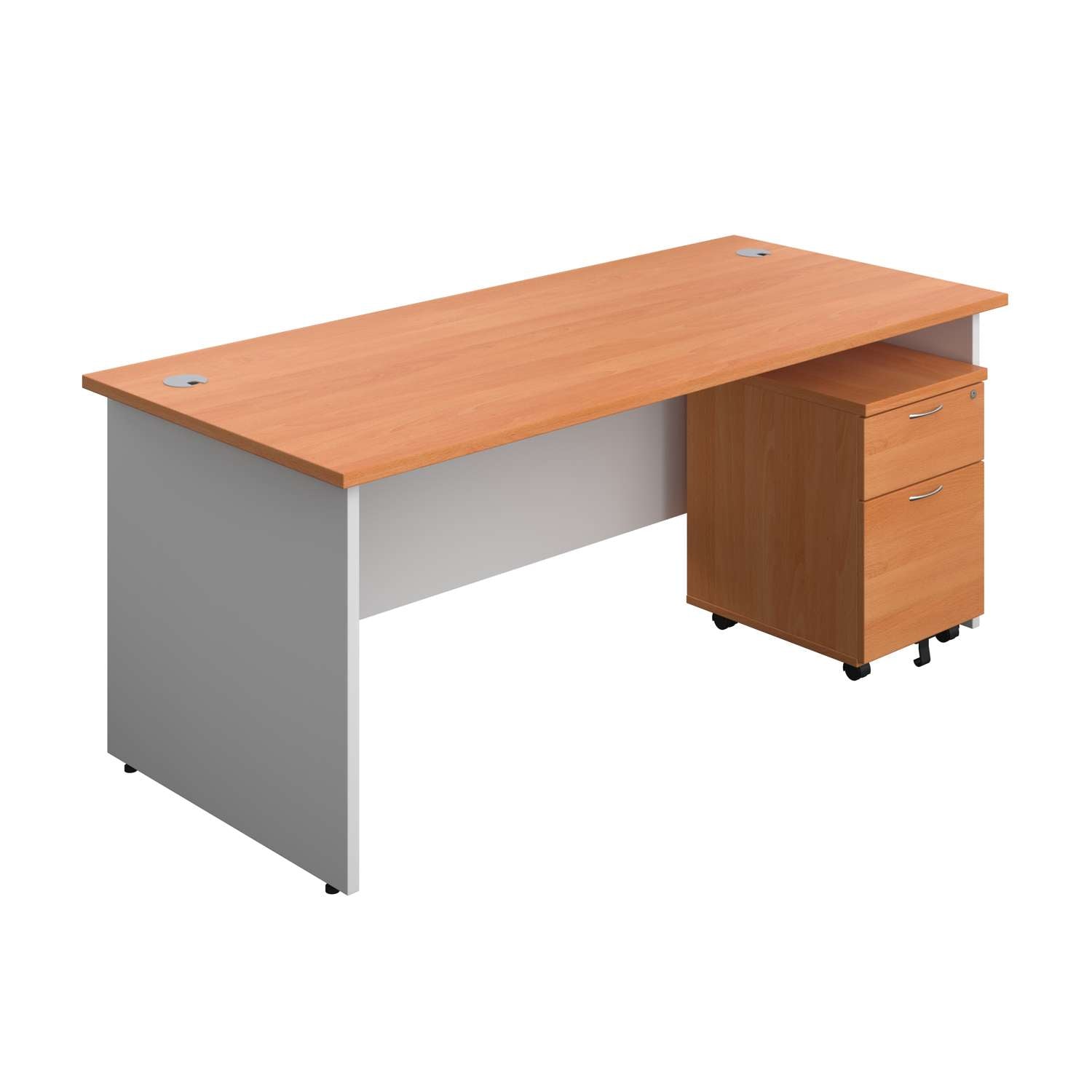 Panel Plus Rectangular Desk + 2 Drawer Mobile Pedestal Bundle (FSC)