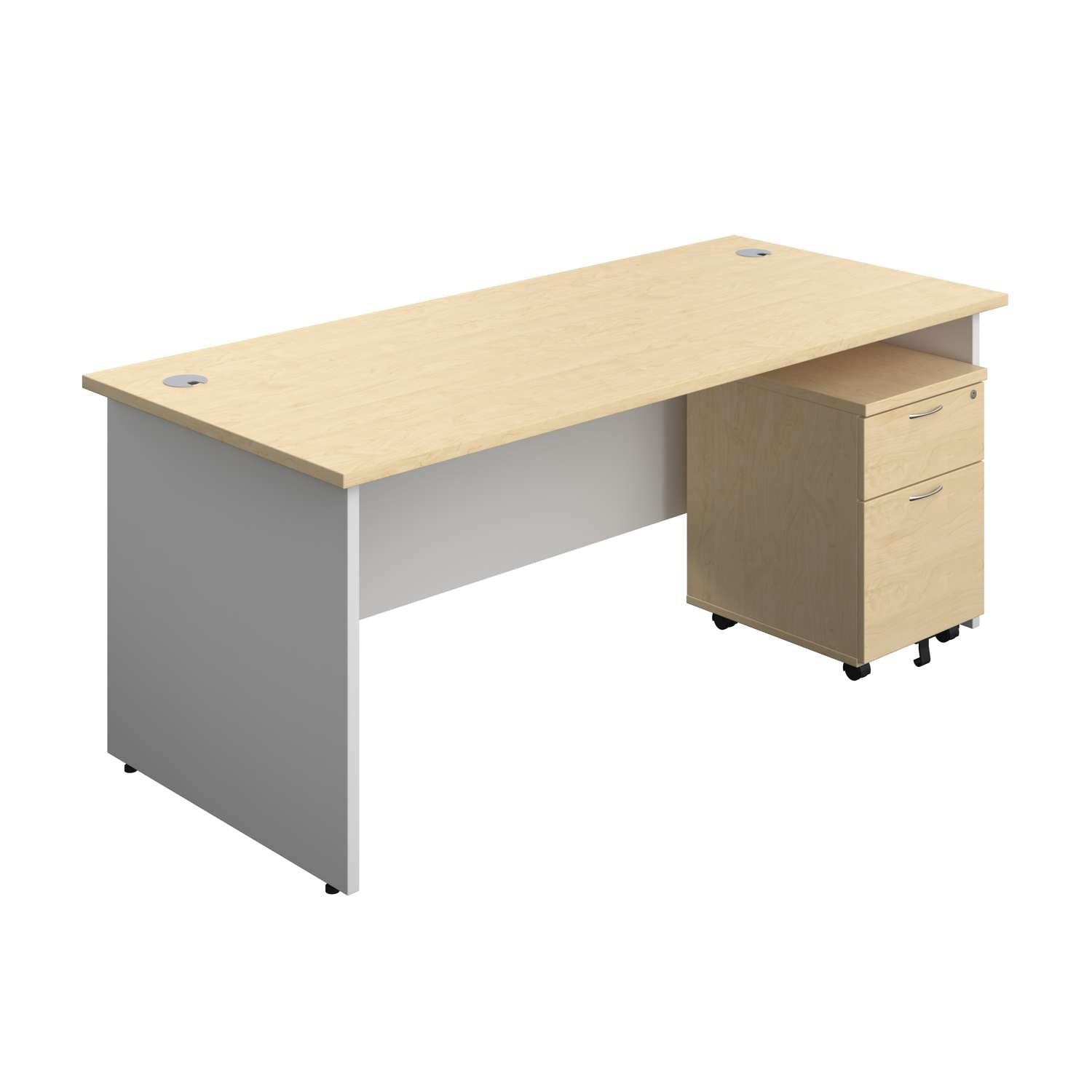 Panel Plus Rectangular Desk + 2 Drawer Mobile Pedestal Bundle (FSC)