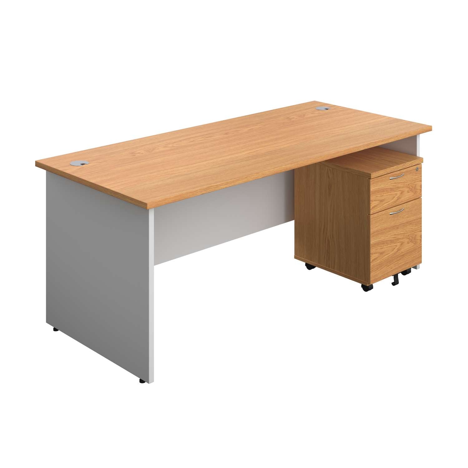 Panel Plus Rectangular Desk + 2 Drawer Mobile Pedestal Bundle (FSC)