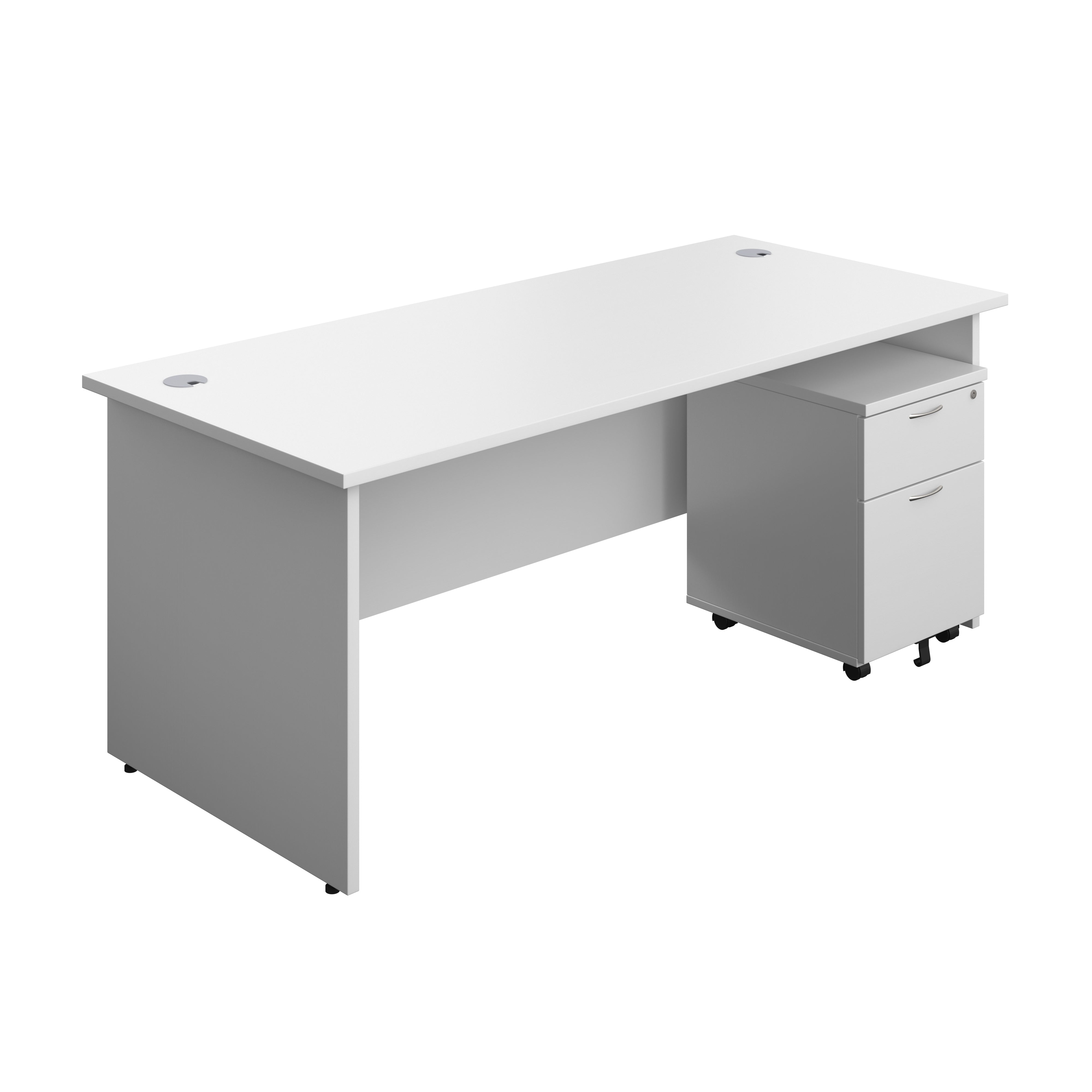 Panel Rectangular Desk + 2 Drawer Mobile Pedestal Bundle (FSC)