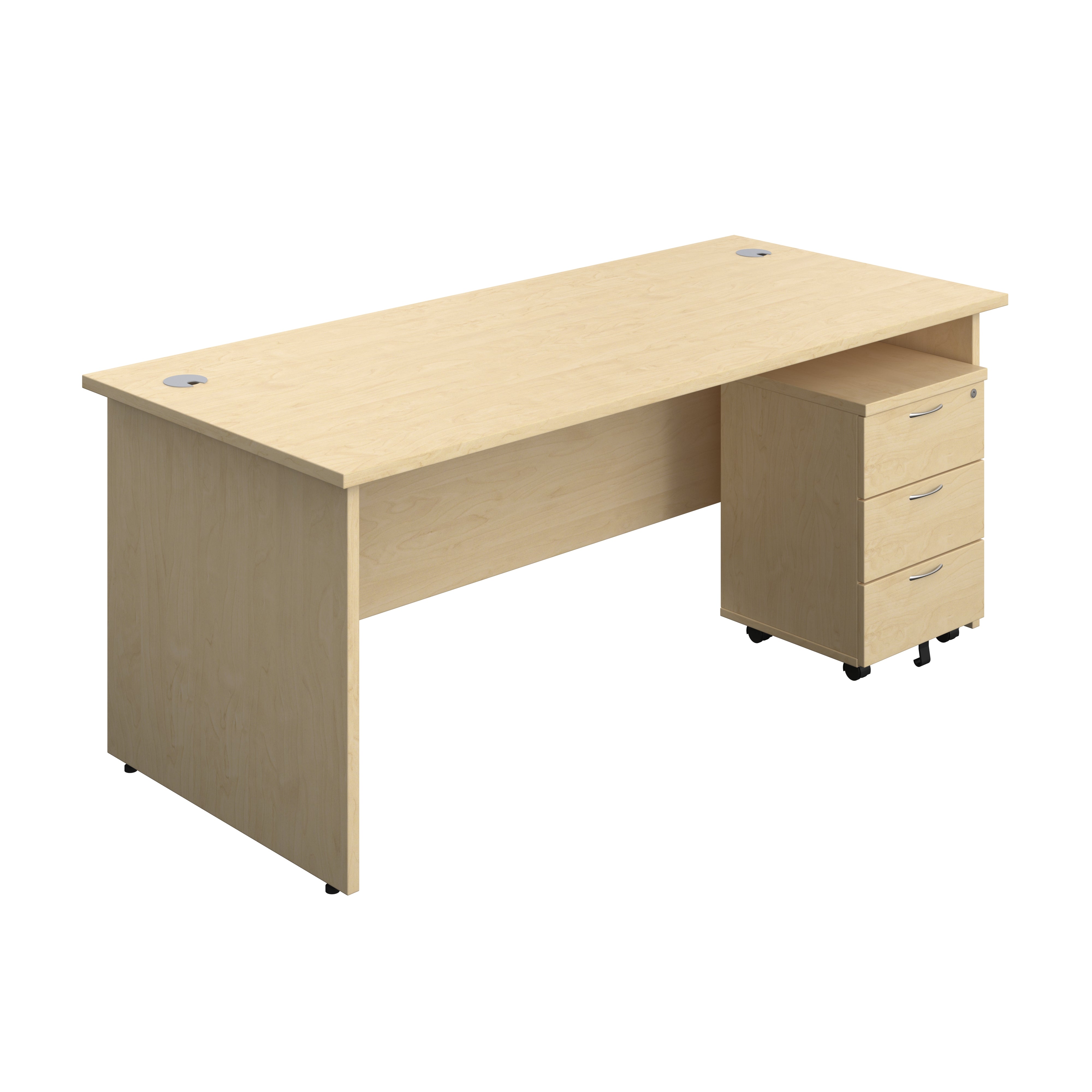 Panel Rectangular Desk + 3 Drawer Mobile Pedestal Bundle (FSC)