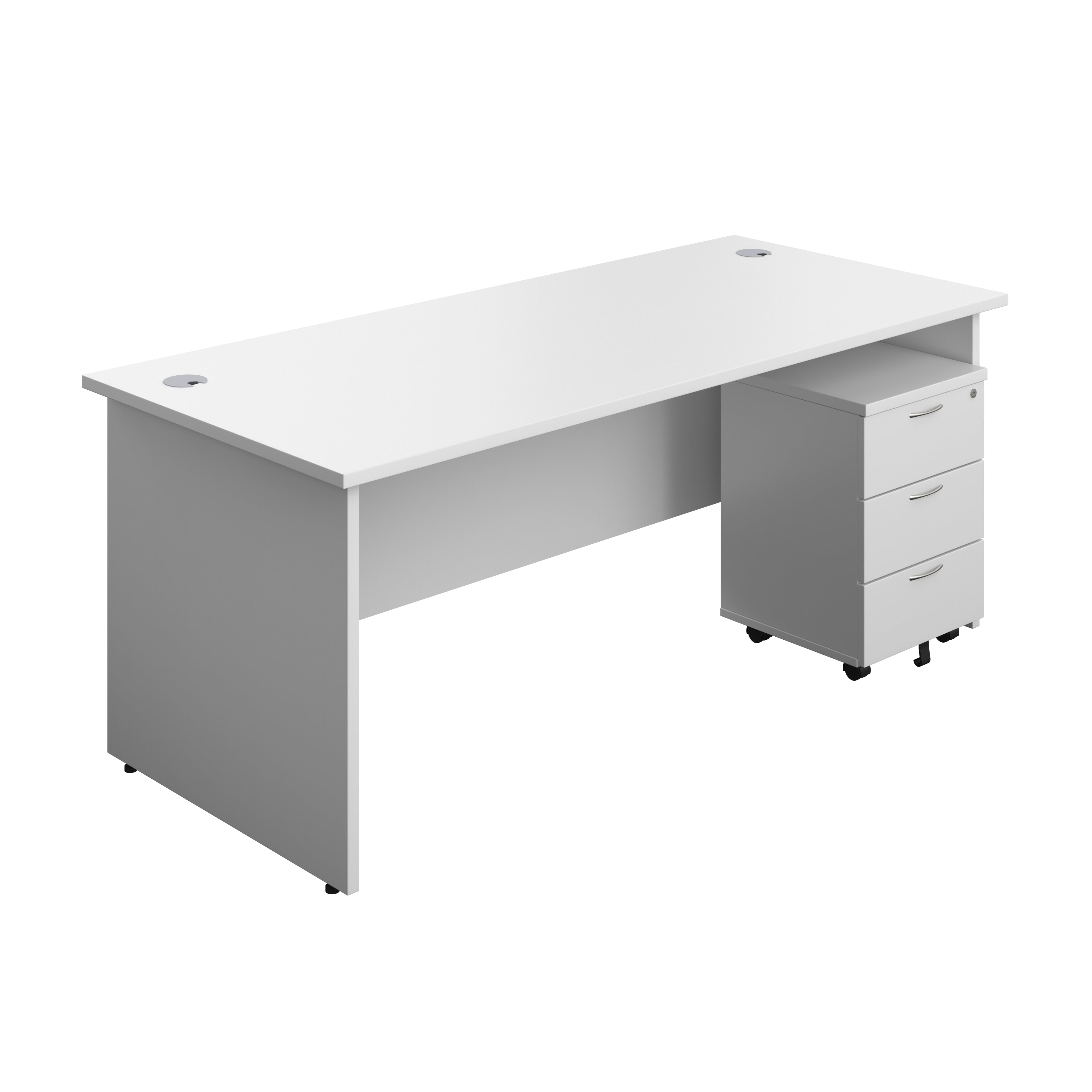 Panel Rectangular Desk + 3 Drawer Mobile Pedestal Bundle (FSC)