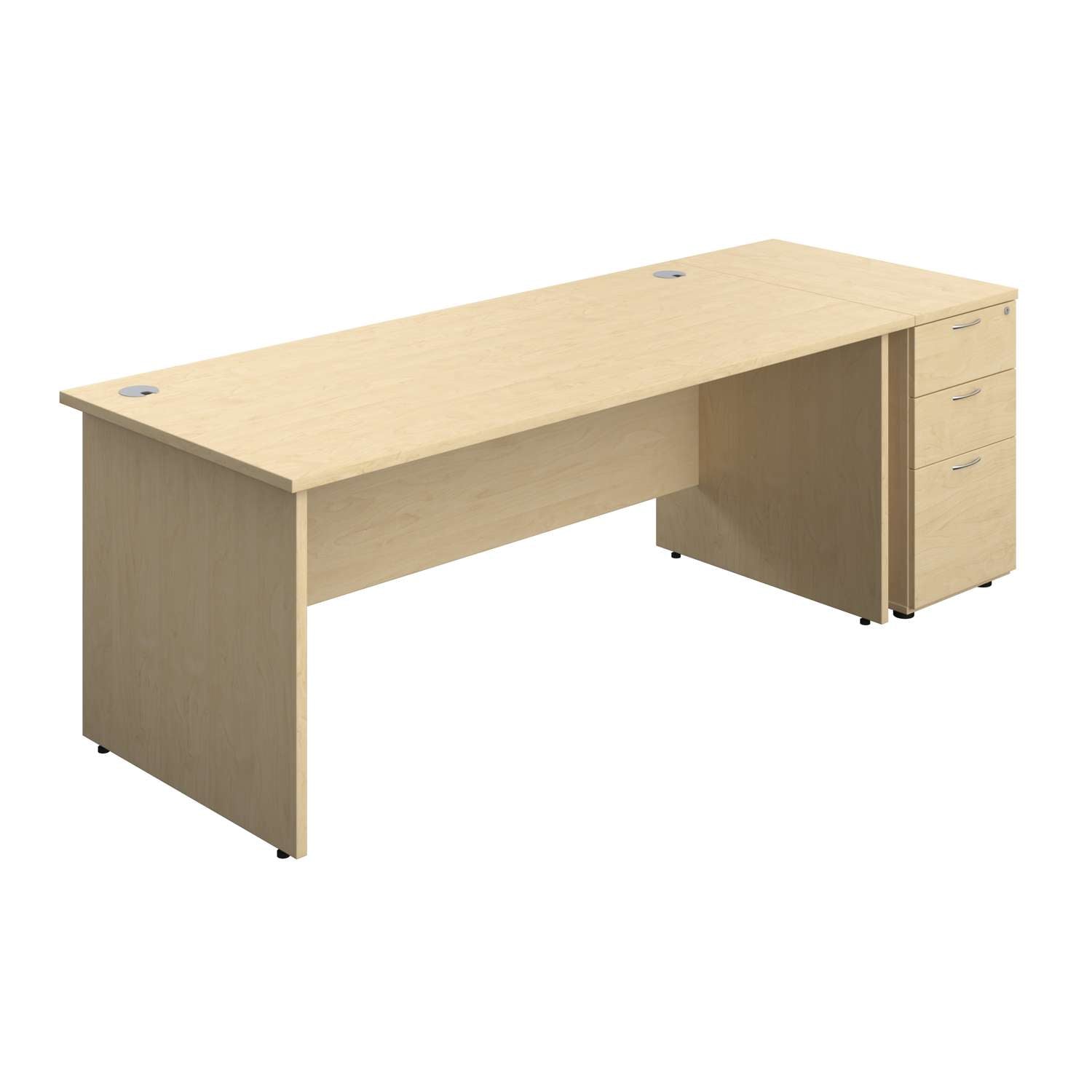 Panel Rectangular Desk + 3 Drawer Desk High Pedestal Bundle (FSC)