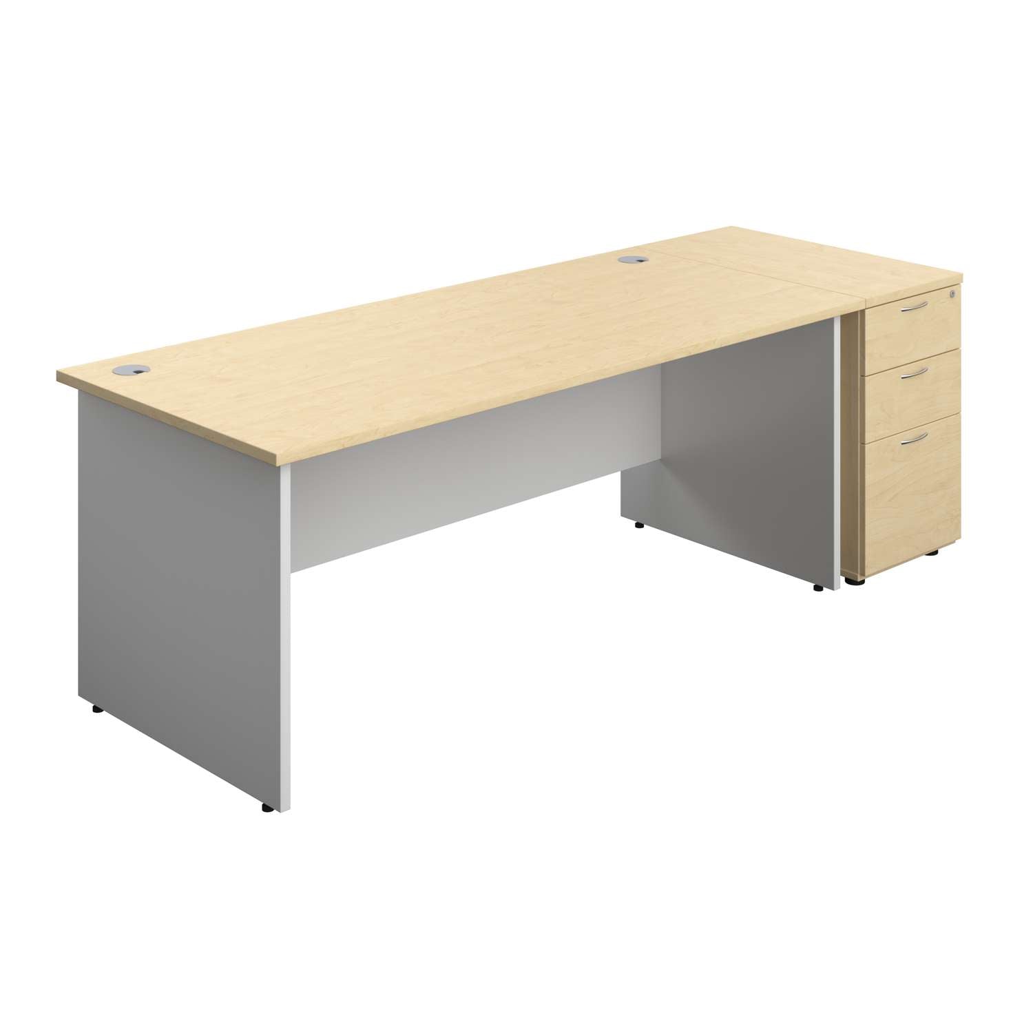 Panel Plus Rectangular Desk + Matching 3 Drawer Desk High Pedestal Bundle (FSC)