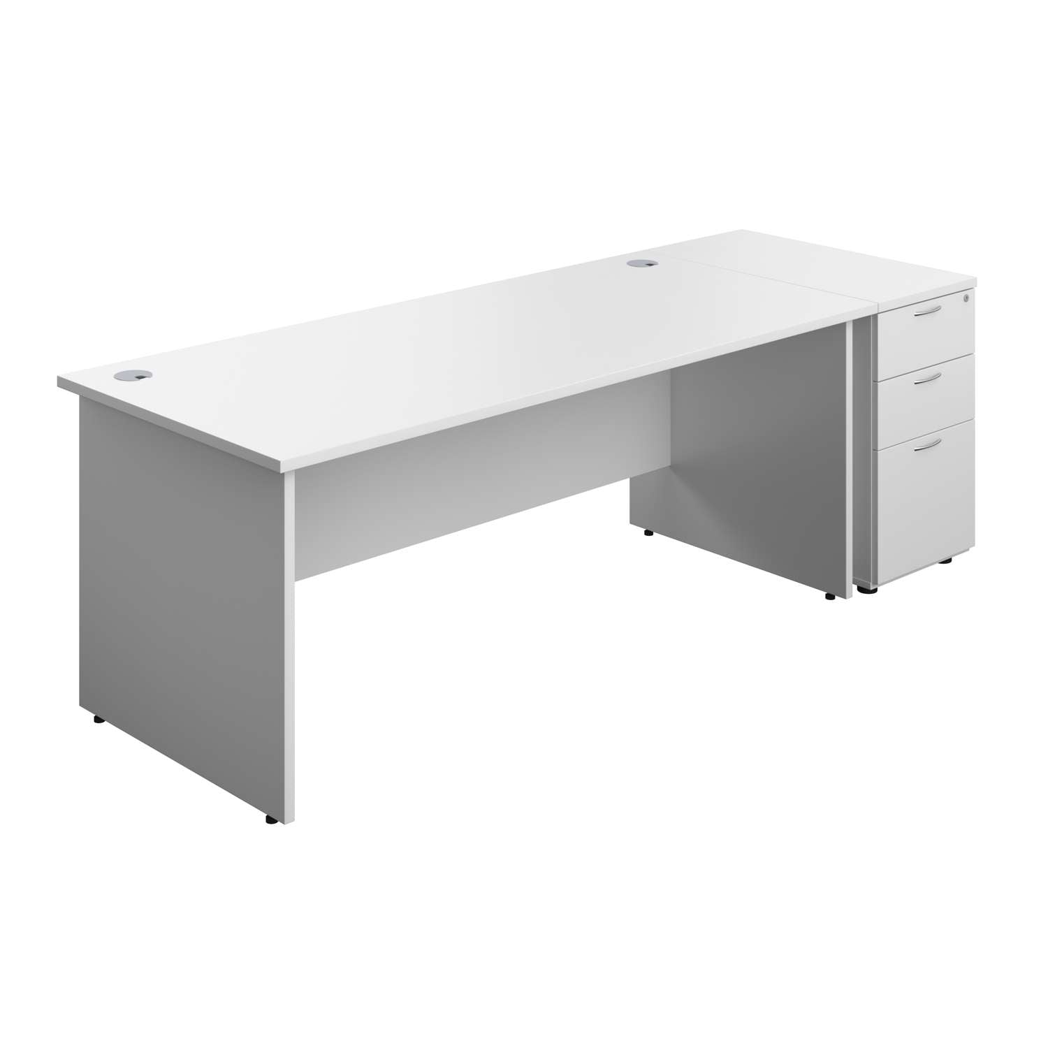 Panel Rectangular Desk + 3 Drawer Desk High Pedestal Bundle (FSC)